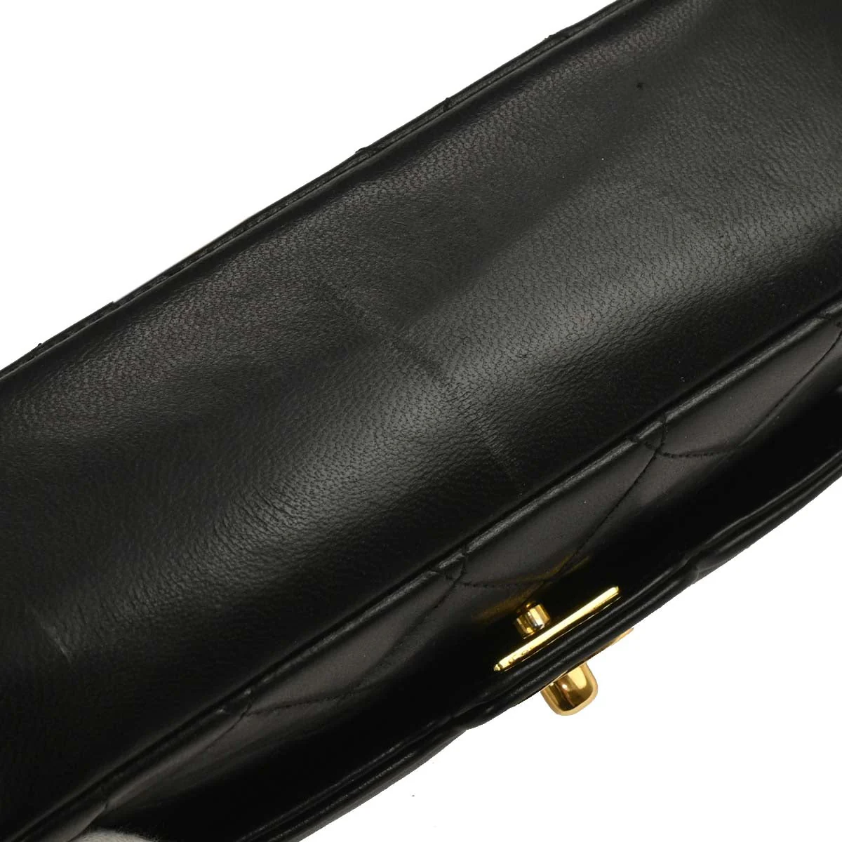 Chanel 1989-1991 Black Lambskin Single Flap Shoulder Bag - Image 4
