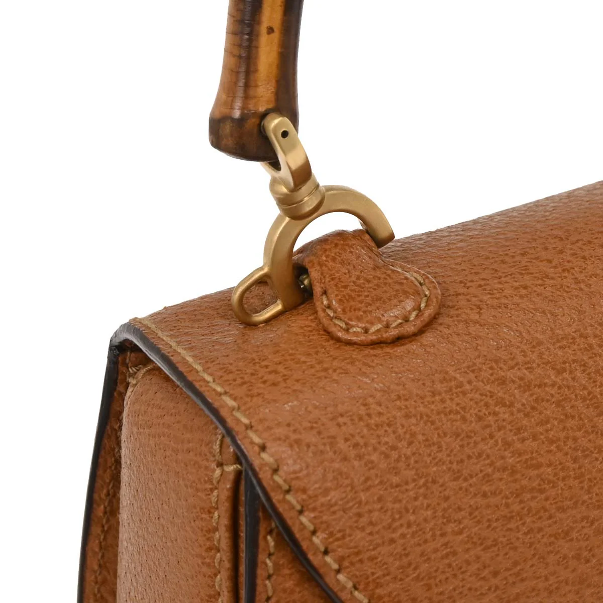 Gucci Brown Pigskin Bamboo 2way Shoulder Handbag - Image 3
