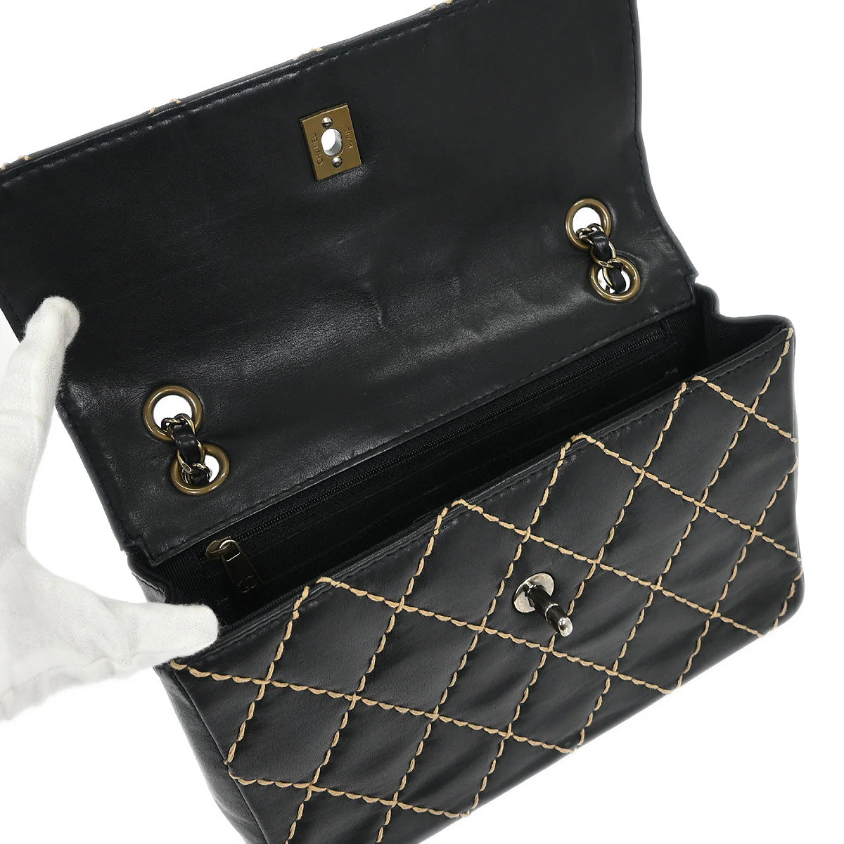 Chanel Black Calfskin Wild Stitch Shoulder Bag - Image 6