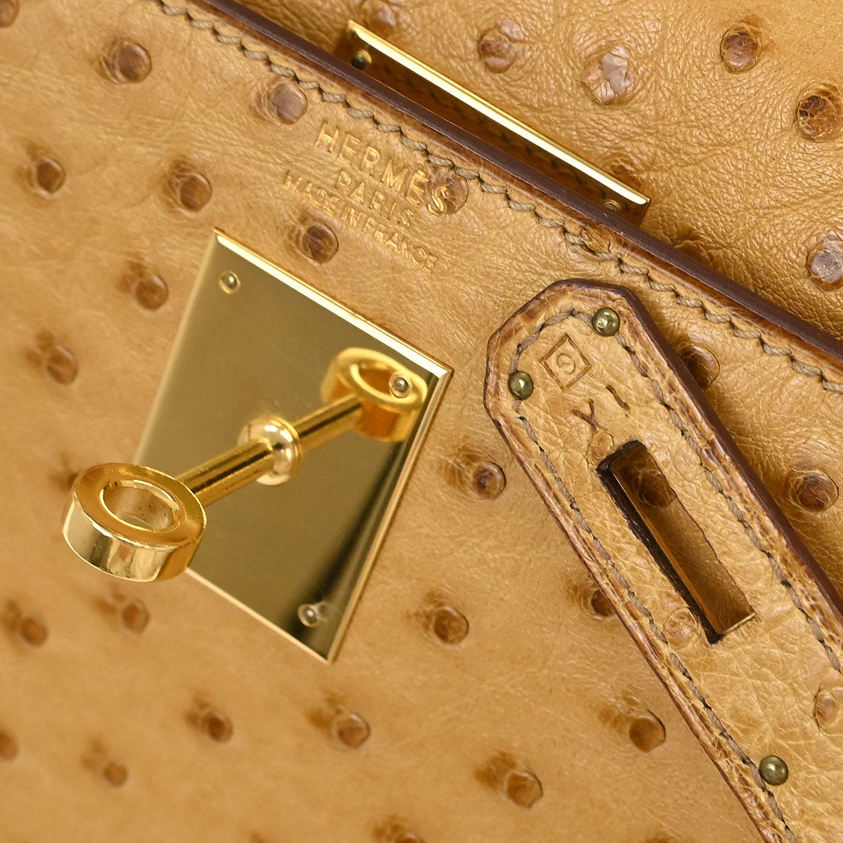 Hermes * Saffron Ostrich Kelly 32 Sellier Handbag - Image 10