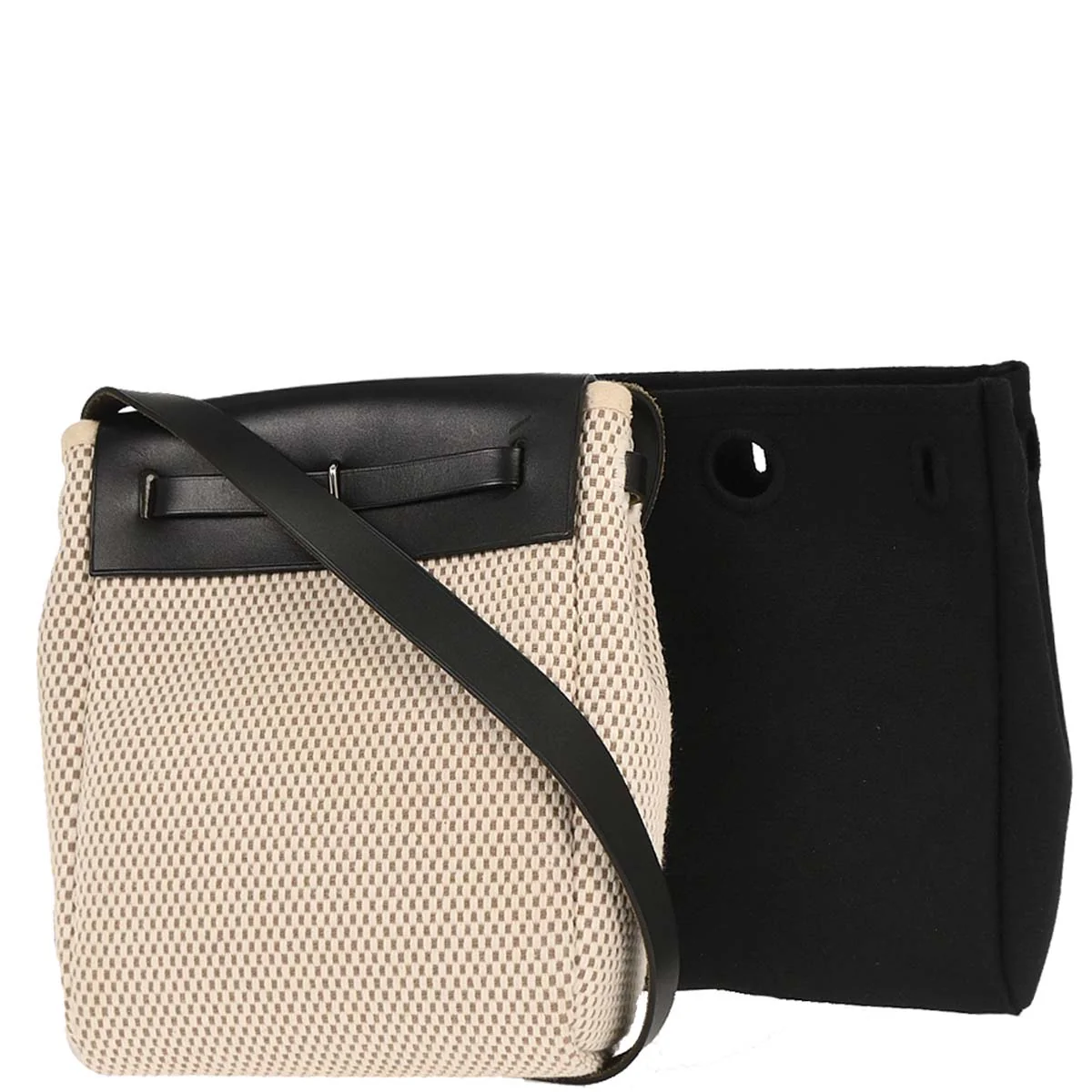 Hermes Beige Black Toile GM Officier Herbag TPM 2 in 1 Shoulder Bag - Image 2