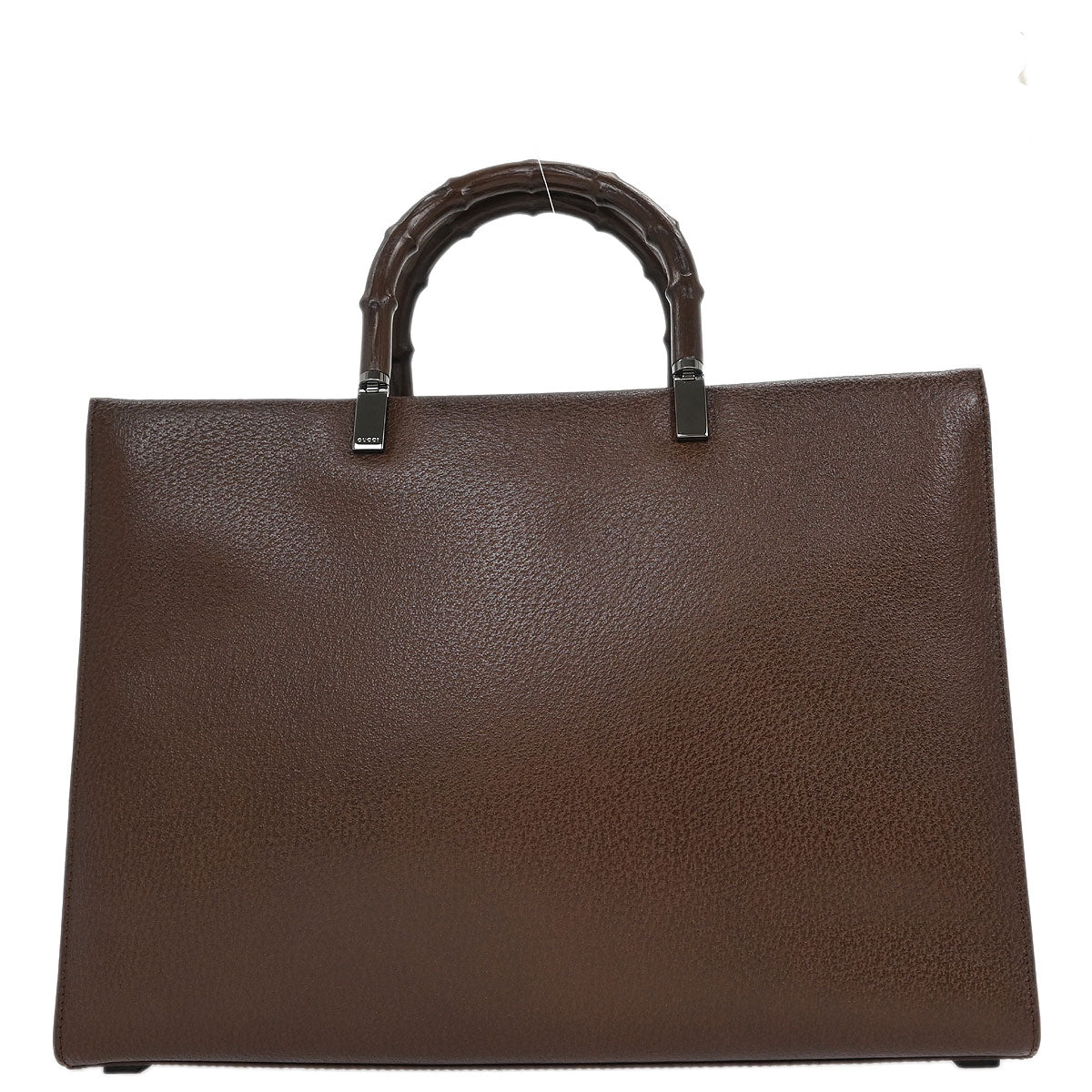 Gucci Brown Pigskin Bamboo Tote Bag - Image 2