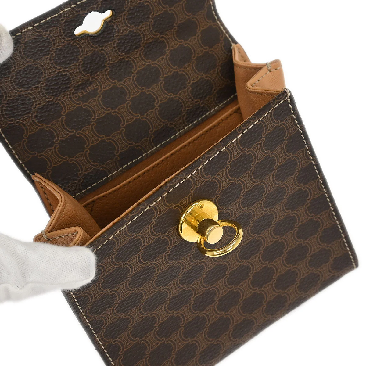 Celine Brown Macadam 2way Shoulder Handbag - Image 7