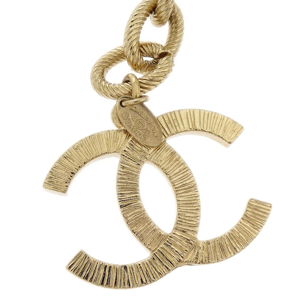 Chanel Chain Belt Gold Medallion Rhinestone Costume Pearl 07P Small Good - Image 3