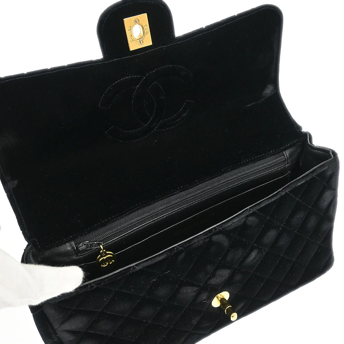 Chanel Black Velvet Handbag - Image 6