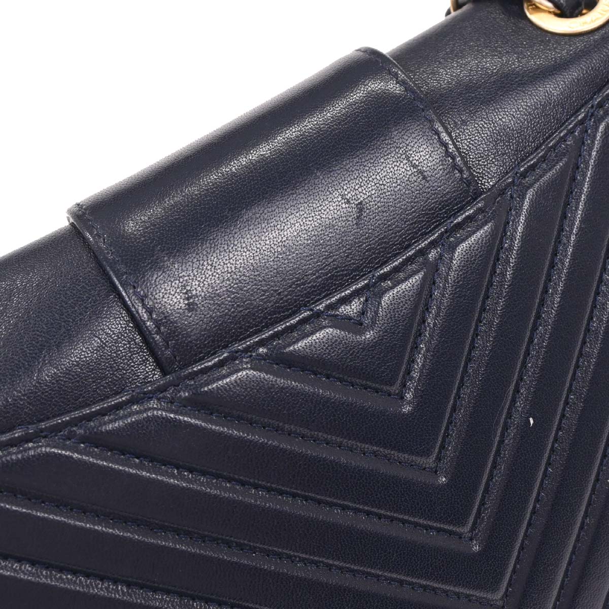 Chanel 2017 Navy Calfskin Chevron Shoulder Bag - Image 3