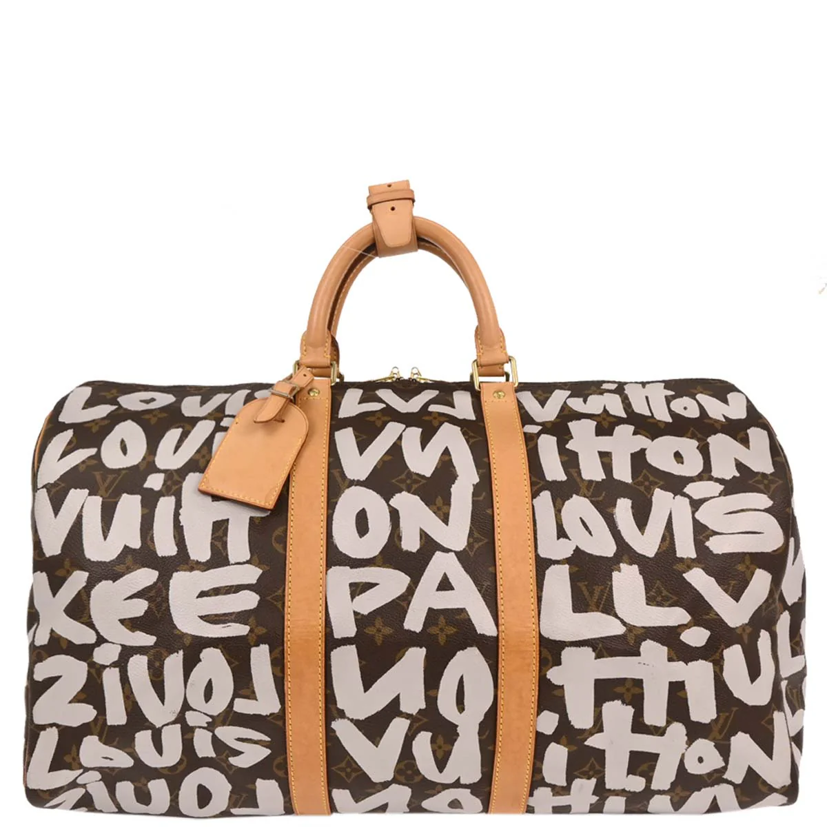Louis Vuitton 2001 White Monogram Graffiti Keepall 50 Duffle Bag M92197