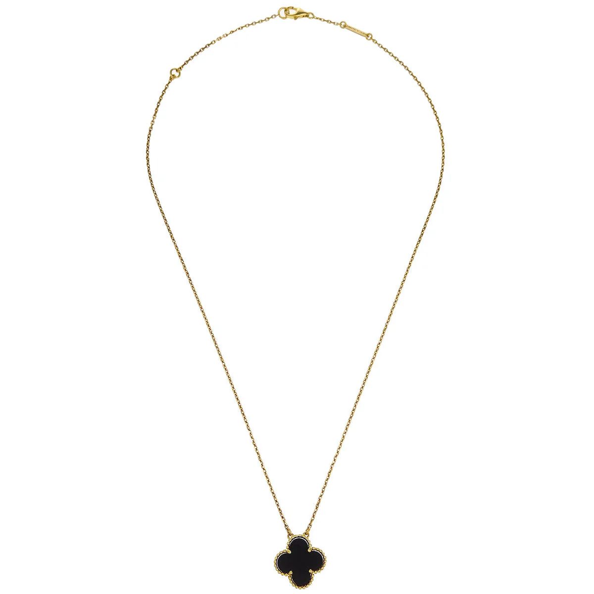 Van Cleef & Arpels Vintage Alhambra Pendant Necklace Au750 Onyx - Image 2