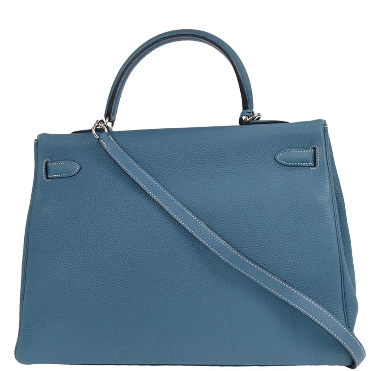Hermes Blue Jean Togo Kelly 35 Retourne 2way Shoulder Handbag - Image 2