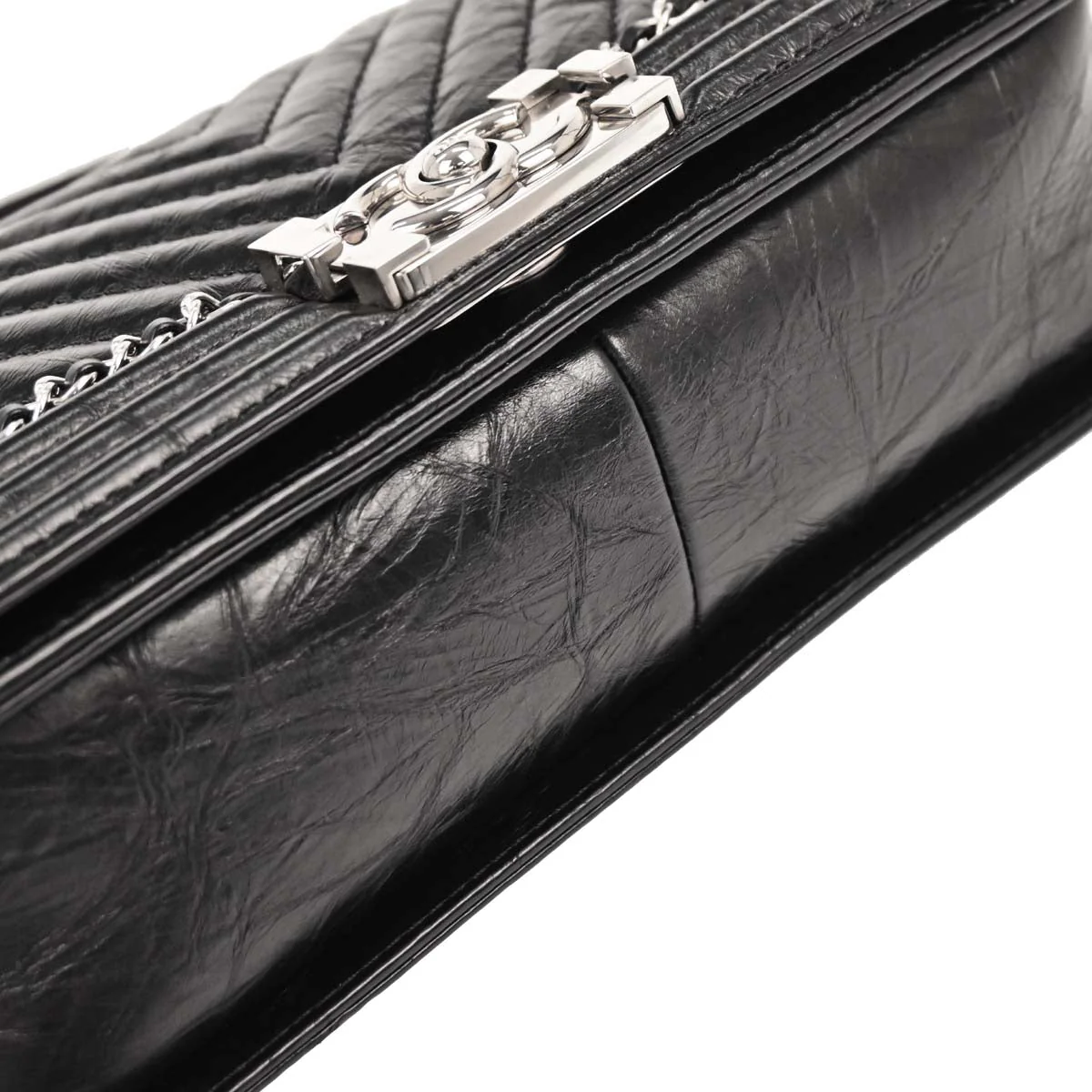 Boy Chanel 2017-2018 Black Calfskin Chevron Medium Shoulder Bag - Image 5