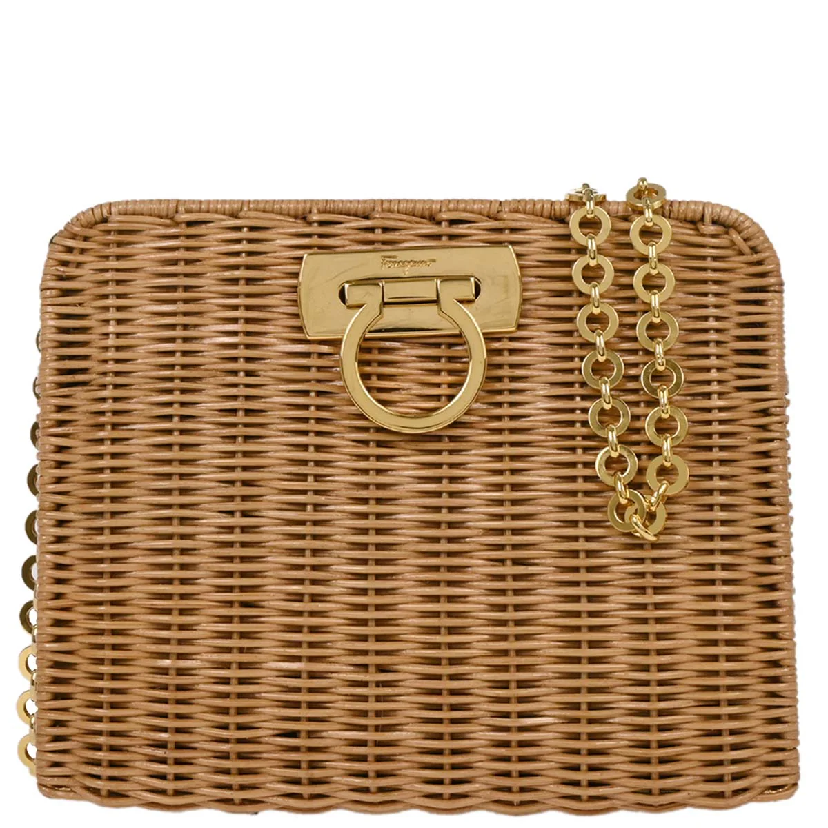 Salvatore Ferragamo Beige Ratan Gancini Shoulder Bag