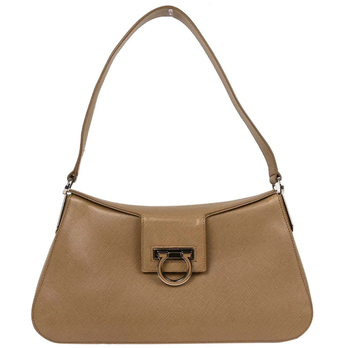Salvatore Ferragamo Brown Leather Gancini Handbag
