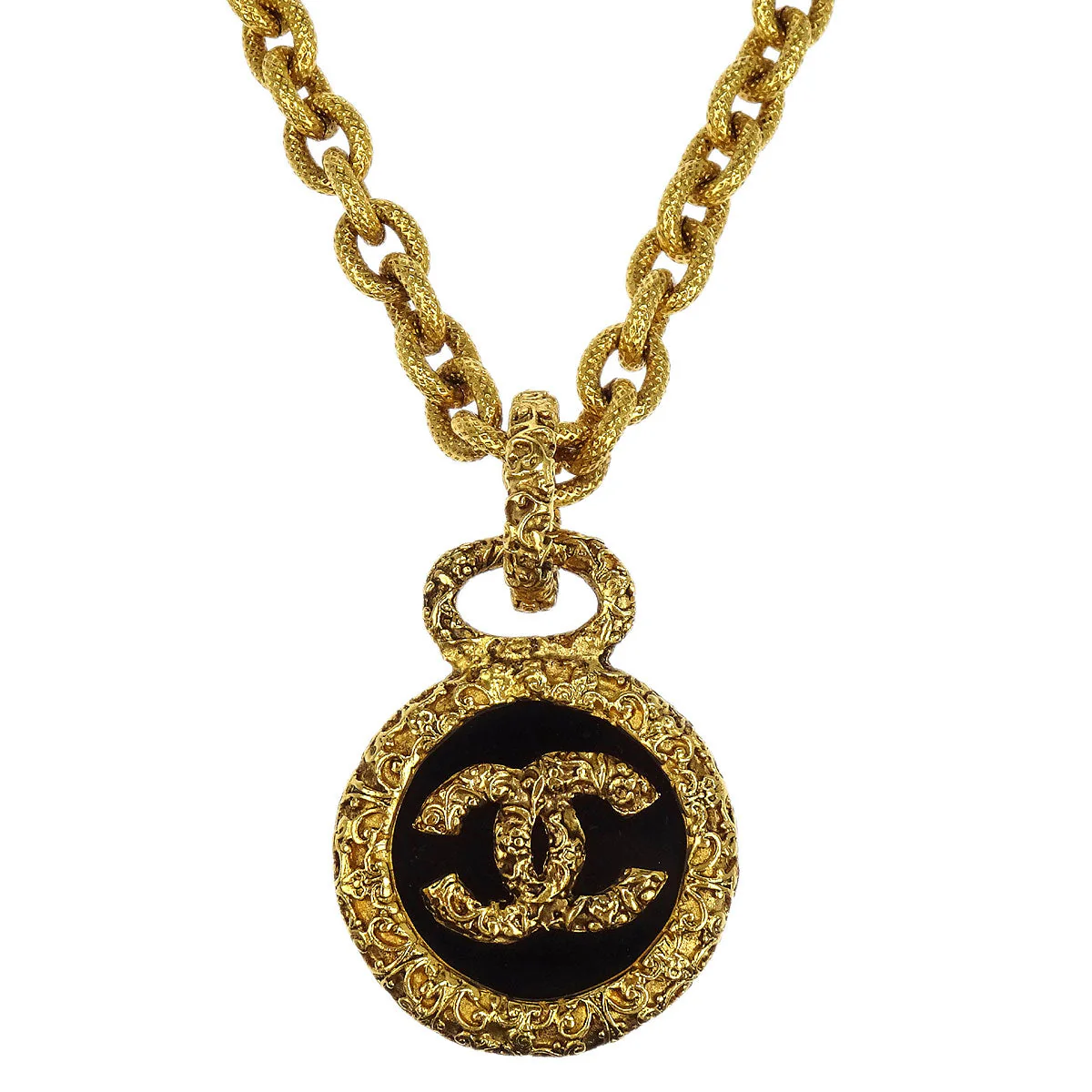 Chanel Medallion Gold Chain Pendant Necklace 93A - Image 2
