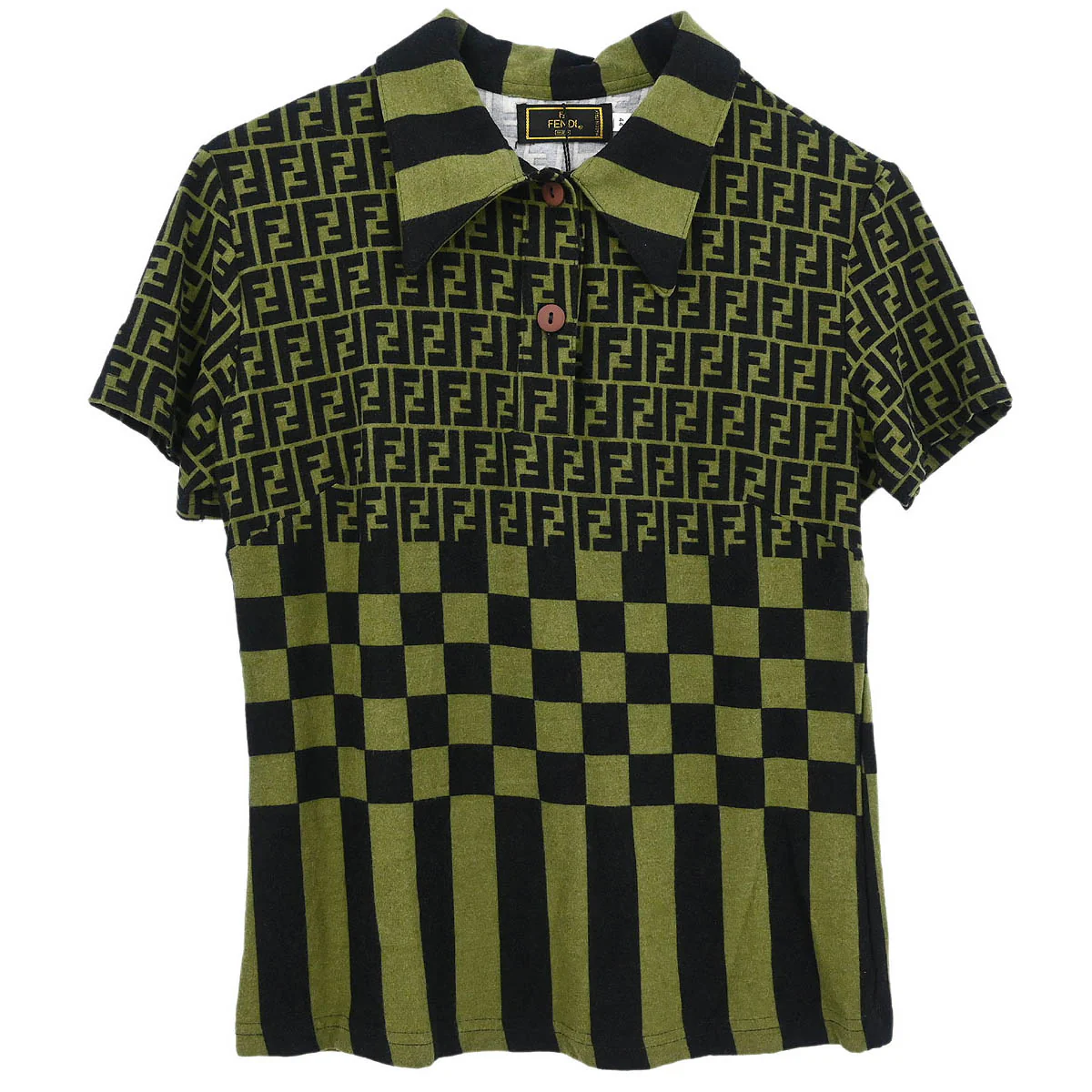 Fendi Polo Shirt Top Zucca Dark Green #44