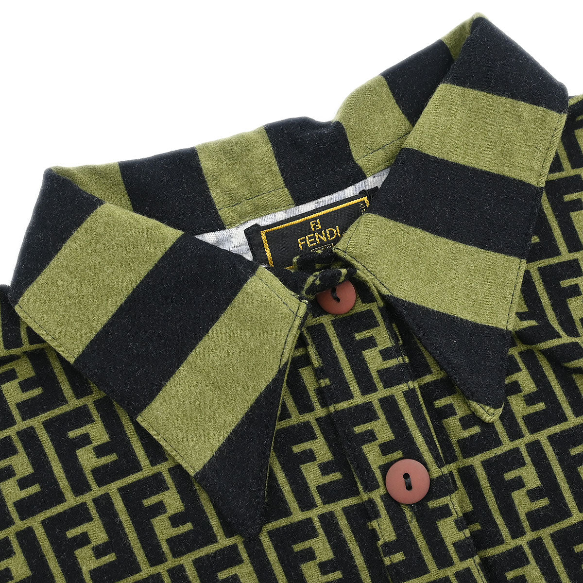 Fendi Polo Shirt Top Zucca Dark Green #44 - Image 3