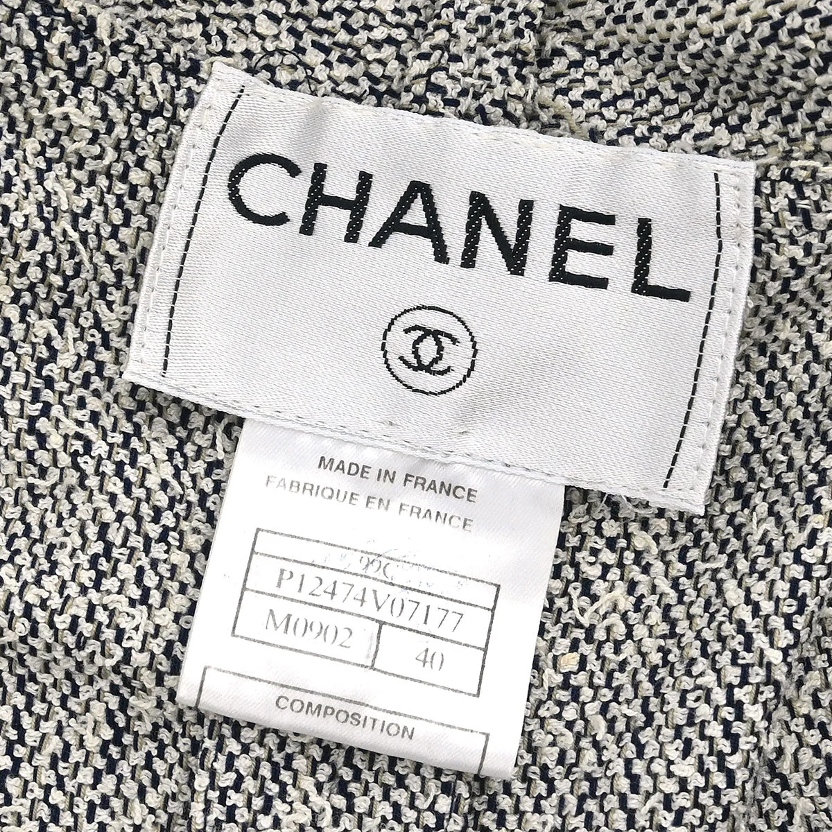 Chanel 1999 Single Breasted Jacket White Navy #40 - Image 9