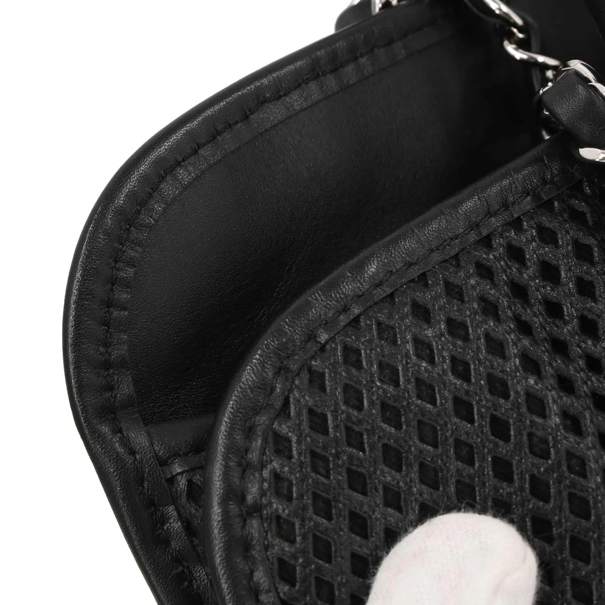 Chanel Black Perforated Calfskin Up In The Air Tote 2way Shoulder Chain Handbag - Image 11