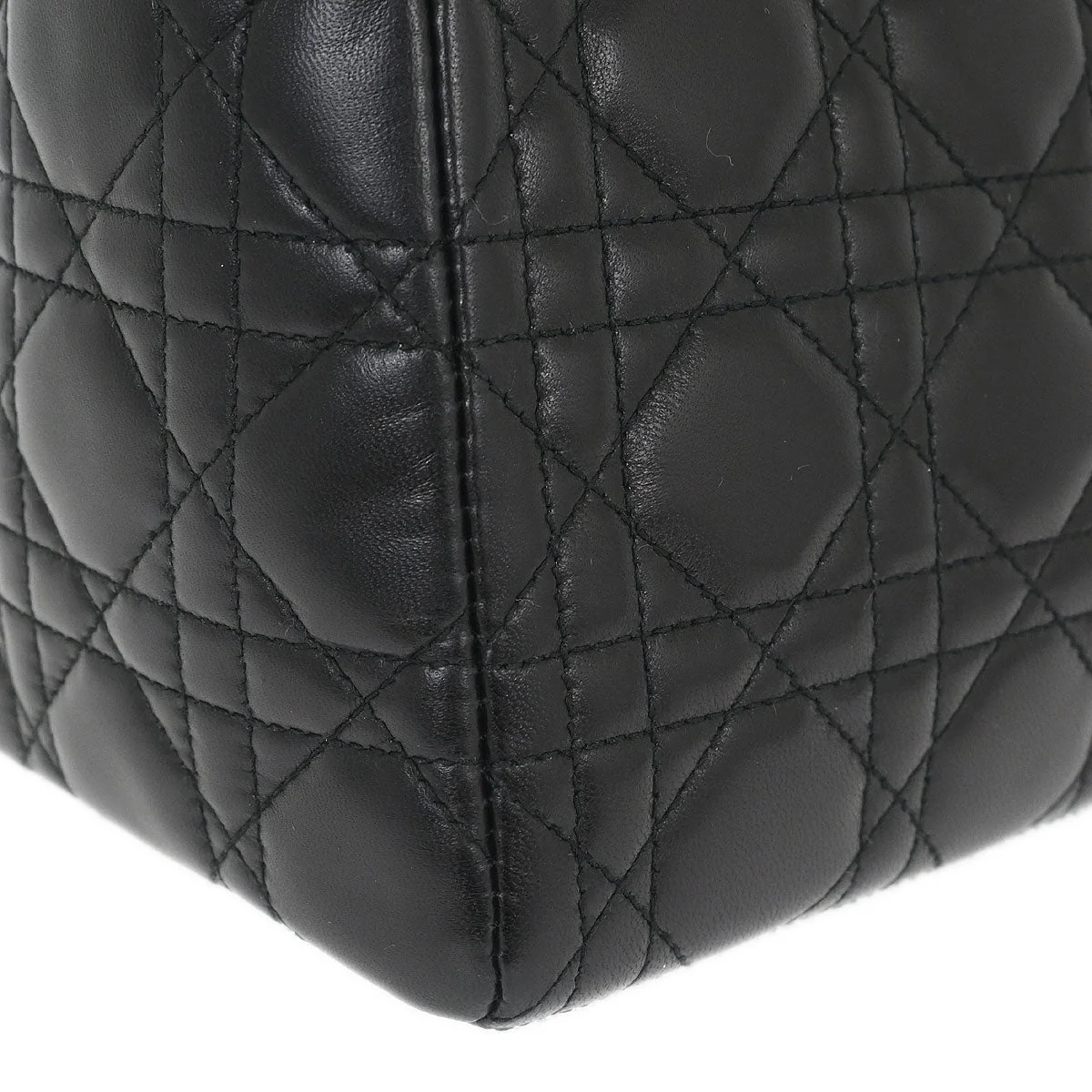 Christian Dior Black Lambskin Medium Lady Dior Cannage 2way Shoulder Handbag - Image 6