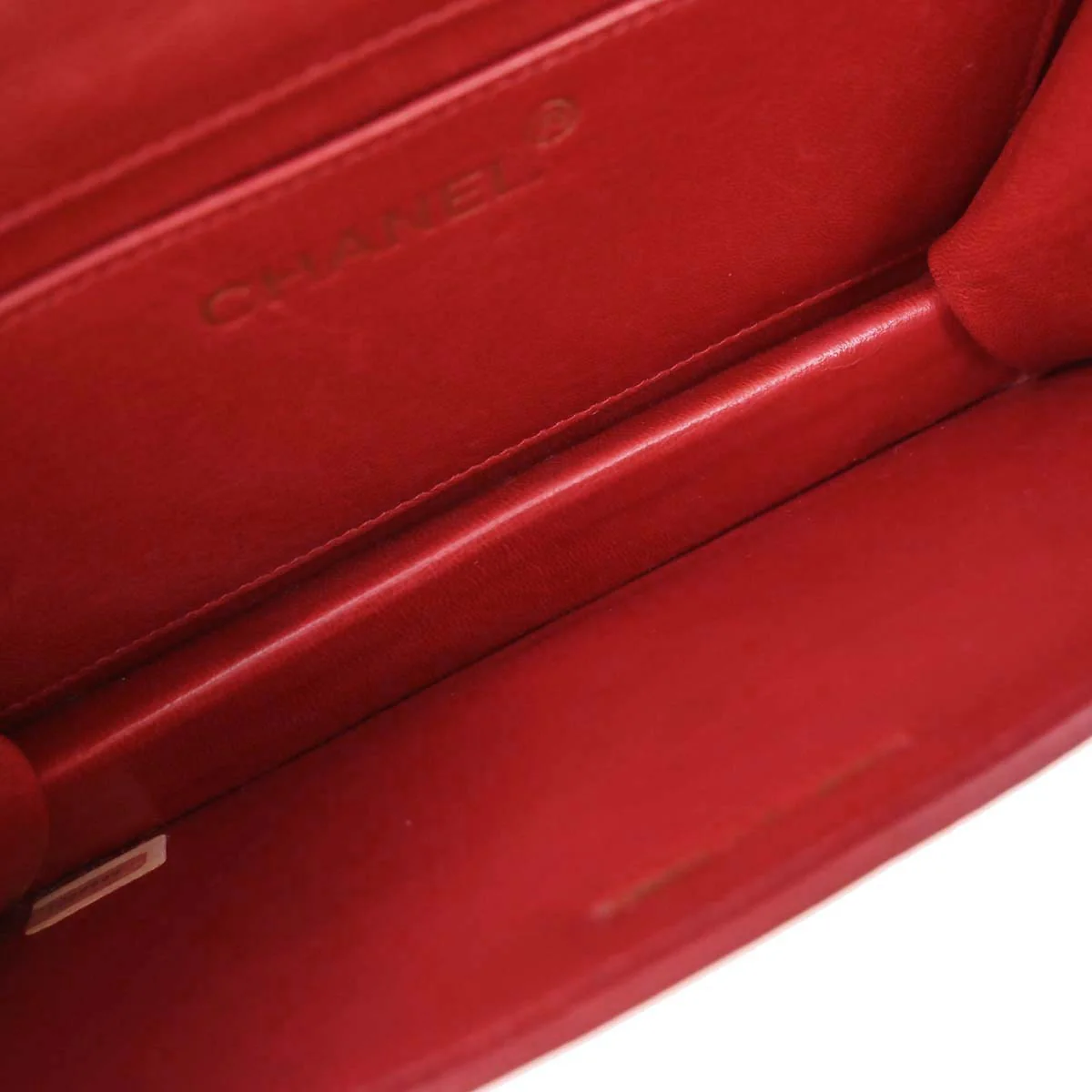Chanel * 1989-1991 Red Lizard Turnlock Mini Full Flap Shoulder Bag - Image 13
