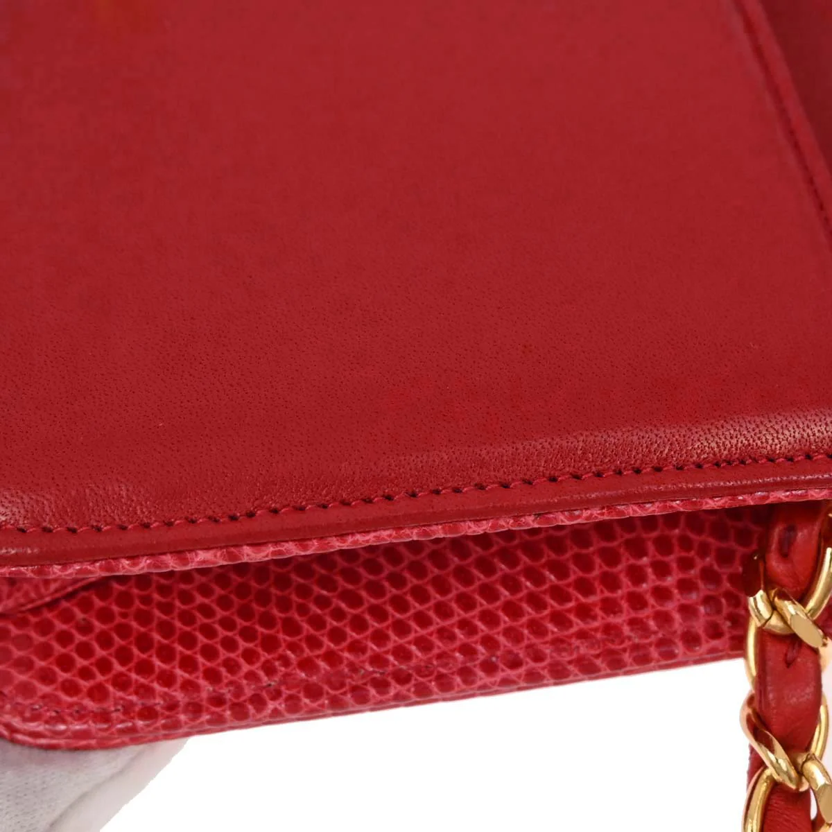 Chanel * 1989-1991 Red Lizard Turnlock Mini Full Flap Shoulder Bag - Image 19