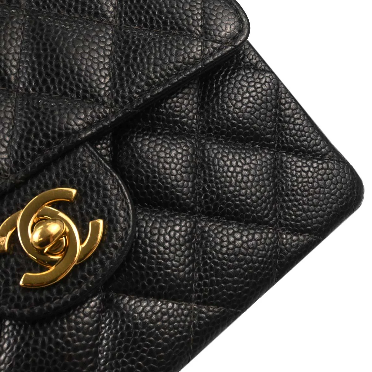 Chanel 2003-2004 Black Caviar Skin Mini Classic Square Flap Bag 17 - Image 6