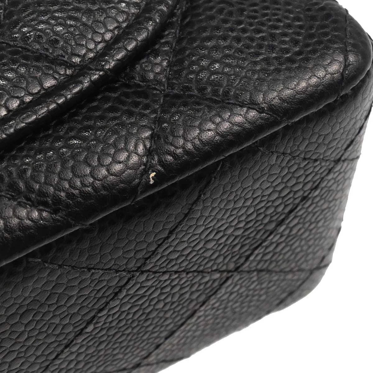 Chanel 2003-2004 Black Caviar Skin Mini Classic Square Flap Bag 17 - Image 7