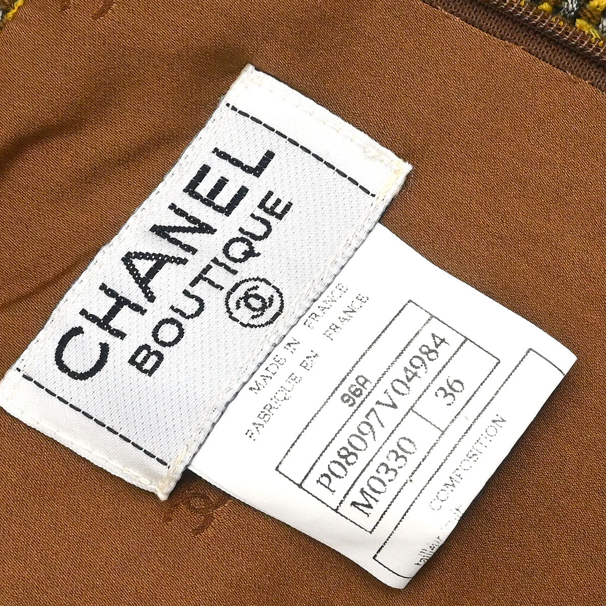 Chanel 1996 Setup Suit Jacket Skirt Tweed Brown #36 - Image 14