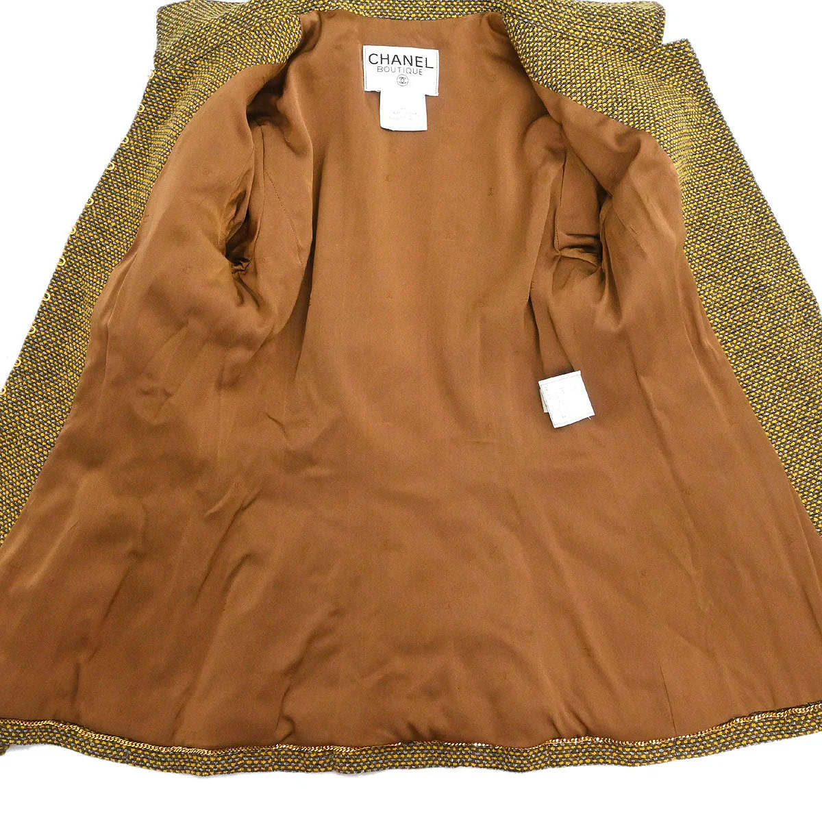 Chanel 1996 Setup Suit Jacket Skirt Tweed Brown #36 - Image 6