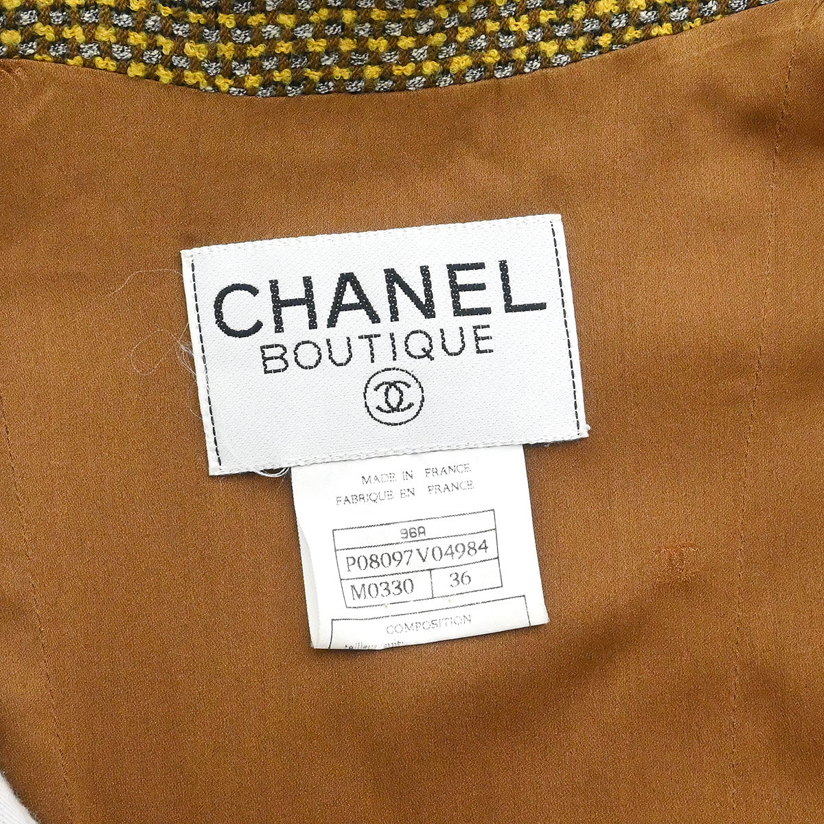 Chanel 1996 Setup Suit Jacket Skirt Tweed Brown #36 - Image 8