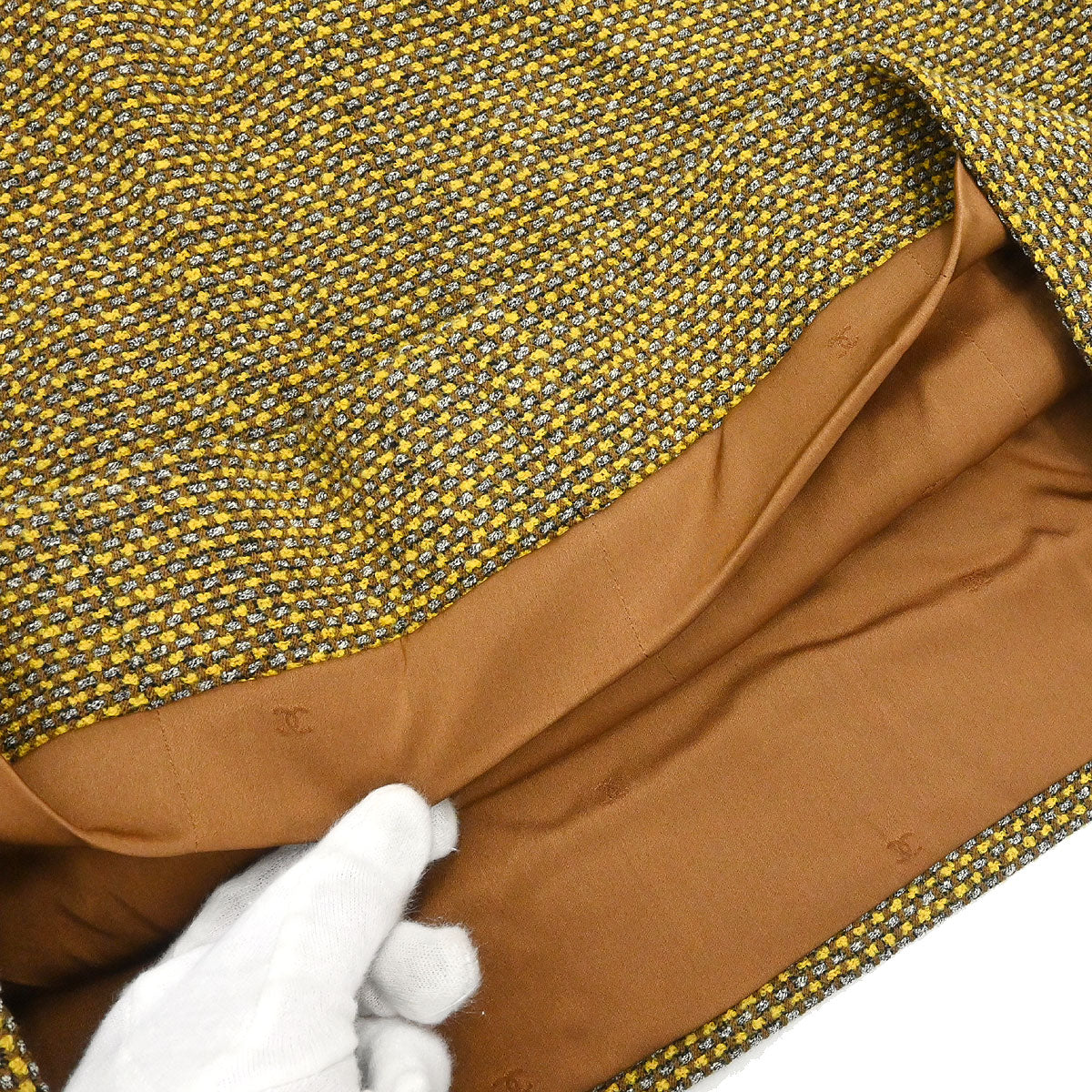 Chanel 1996 Setup Suit Jacket Skirt Tweed Brown #36 - Image 9