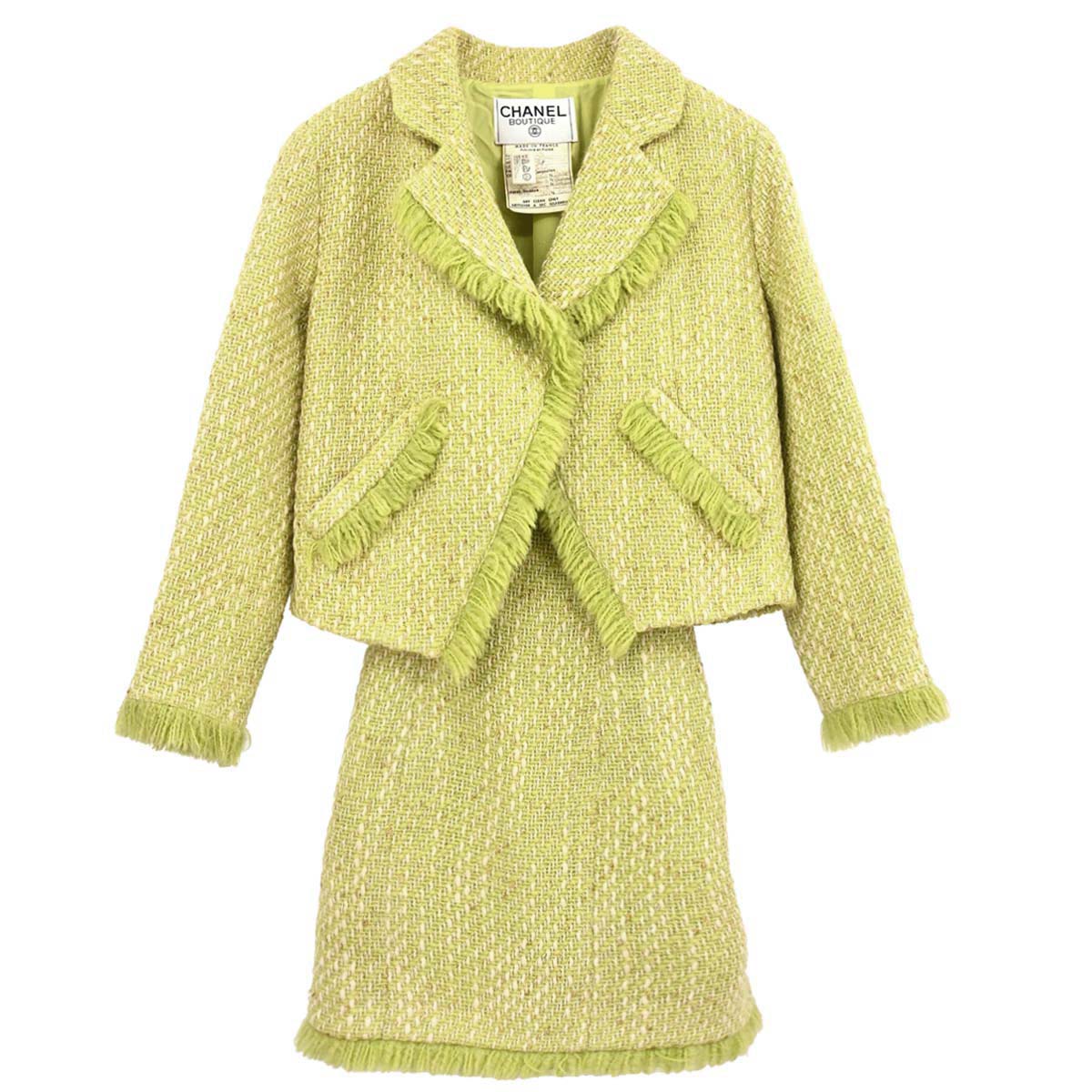 Chanel 1993 Setup Suit Jacket Sleeveless Dress Green #34