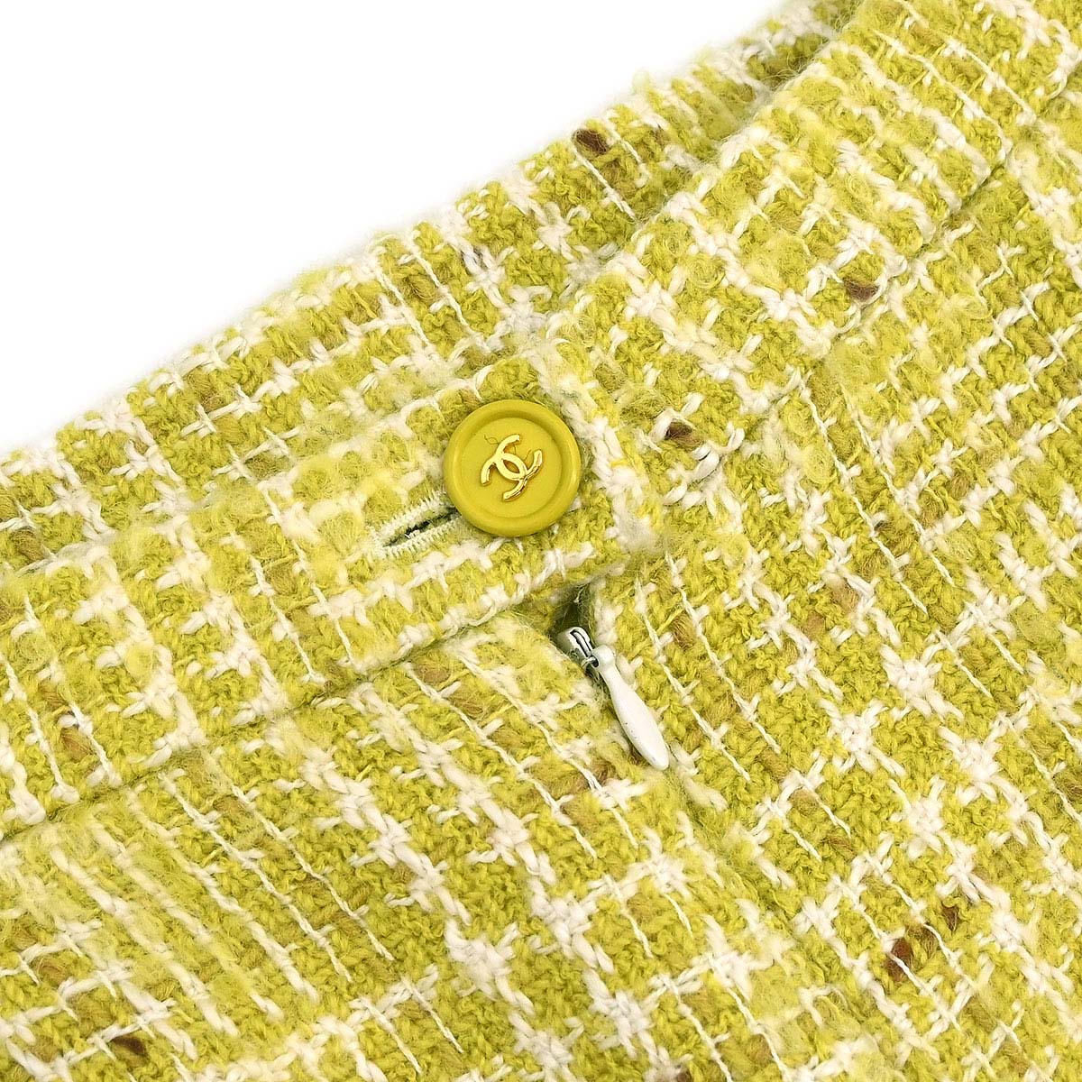 Chanel 1997 Setup Suit Jacket Skirt Tweed Green  #38 - Image 13