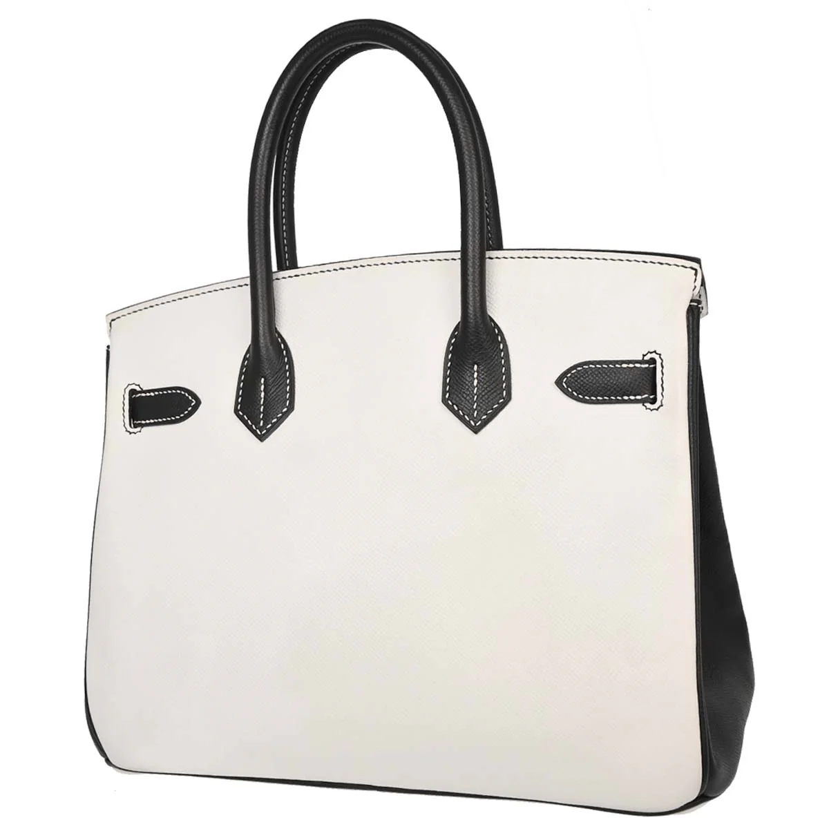 Hermes White Black Epsom Birkin 30 Handbag - Image 2