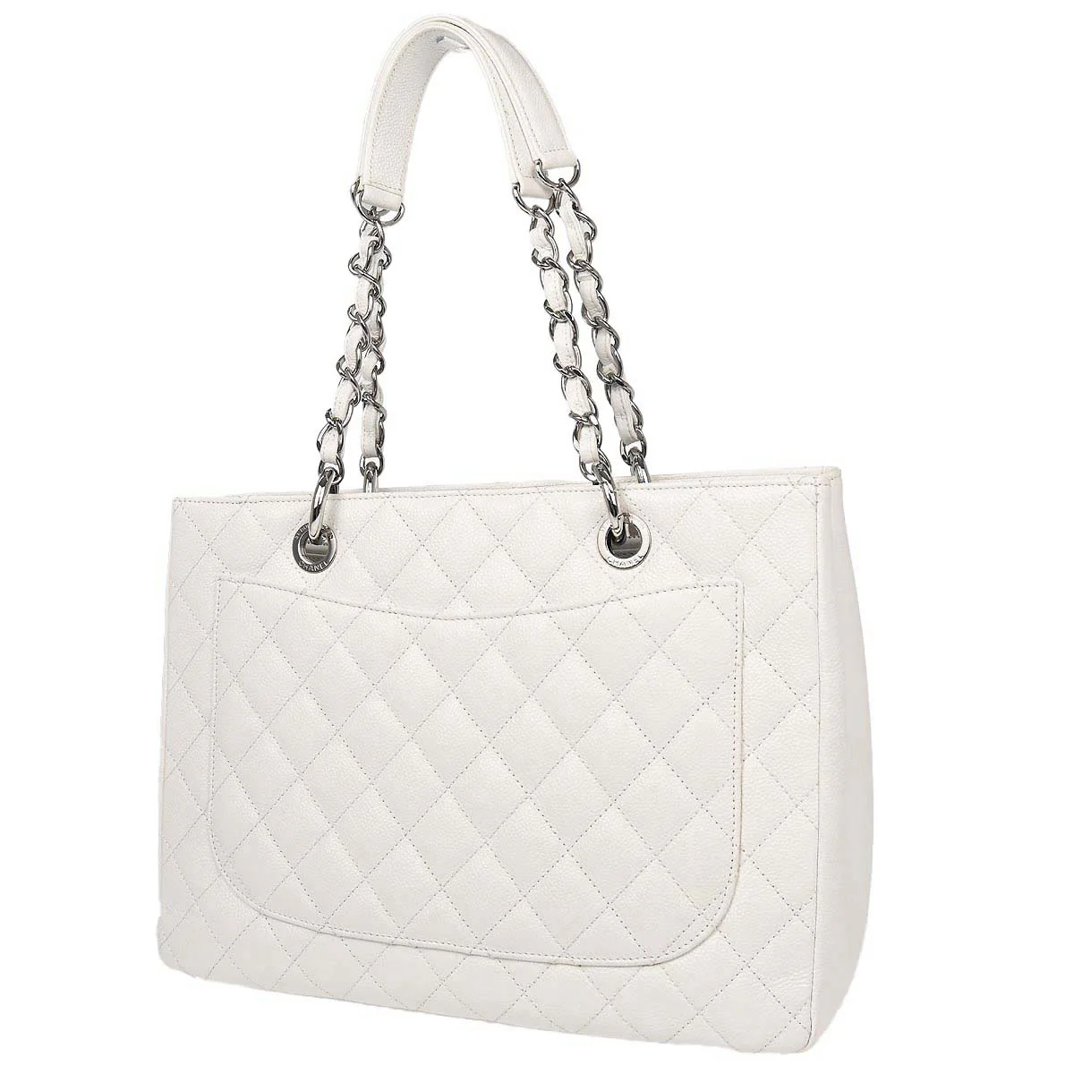 Chanel 2011 White Caviar Grand Shopping Tote GST Chain Handbag - Image 2