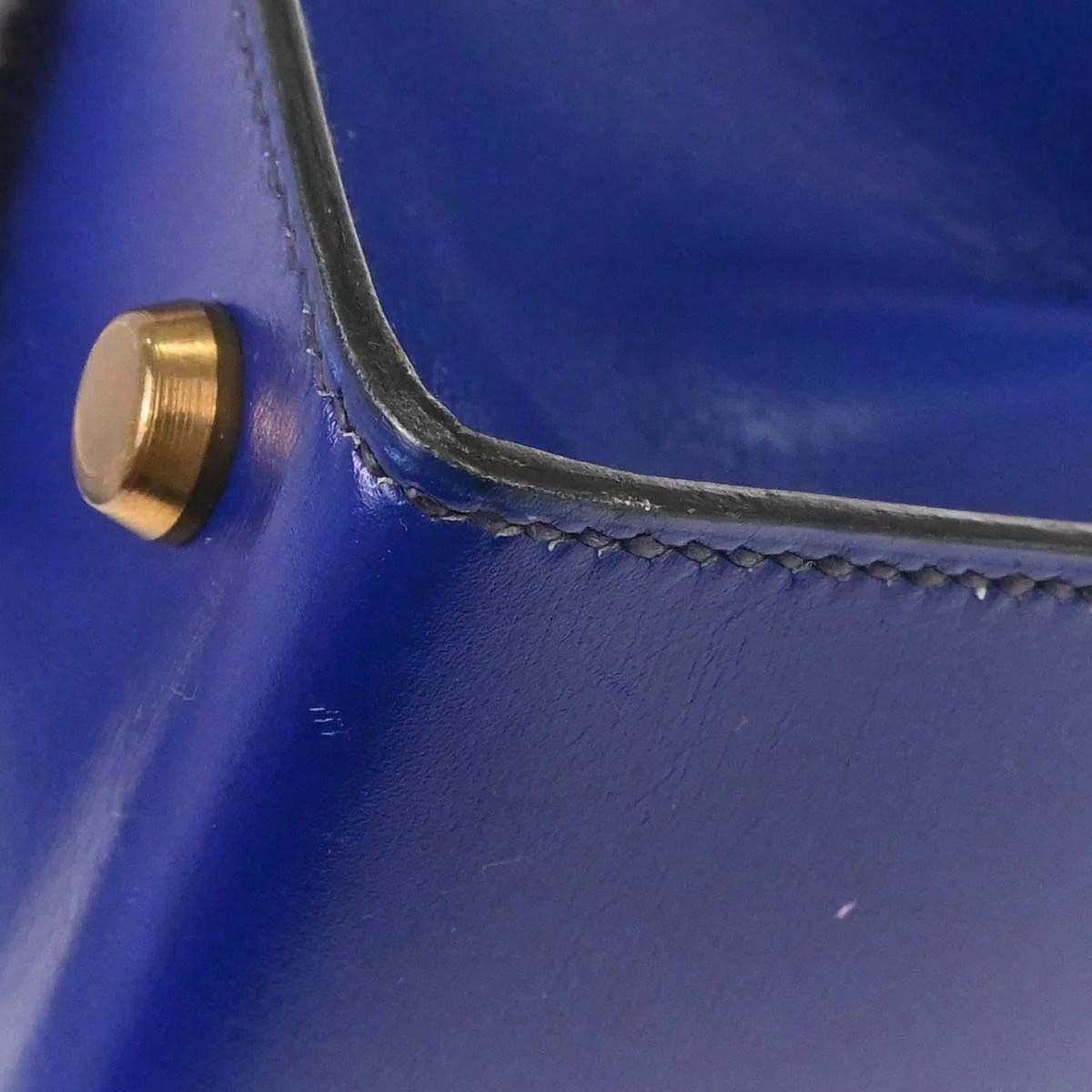 Hermes Blue Saphir Box Calf Mini Kelly 20 Sellier Handbag - Image 10
