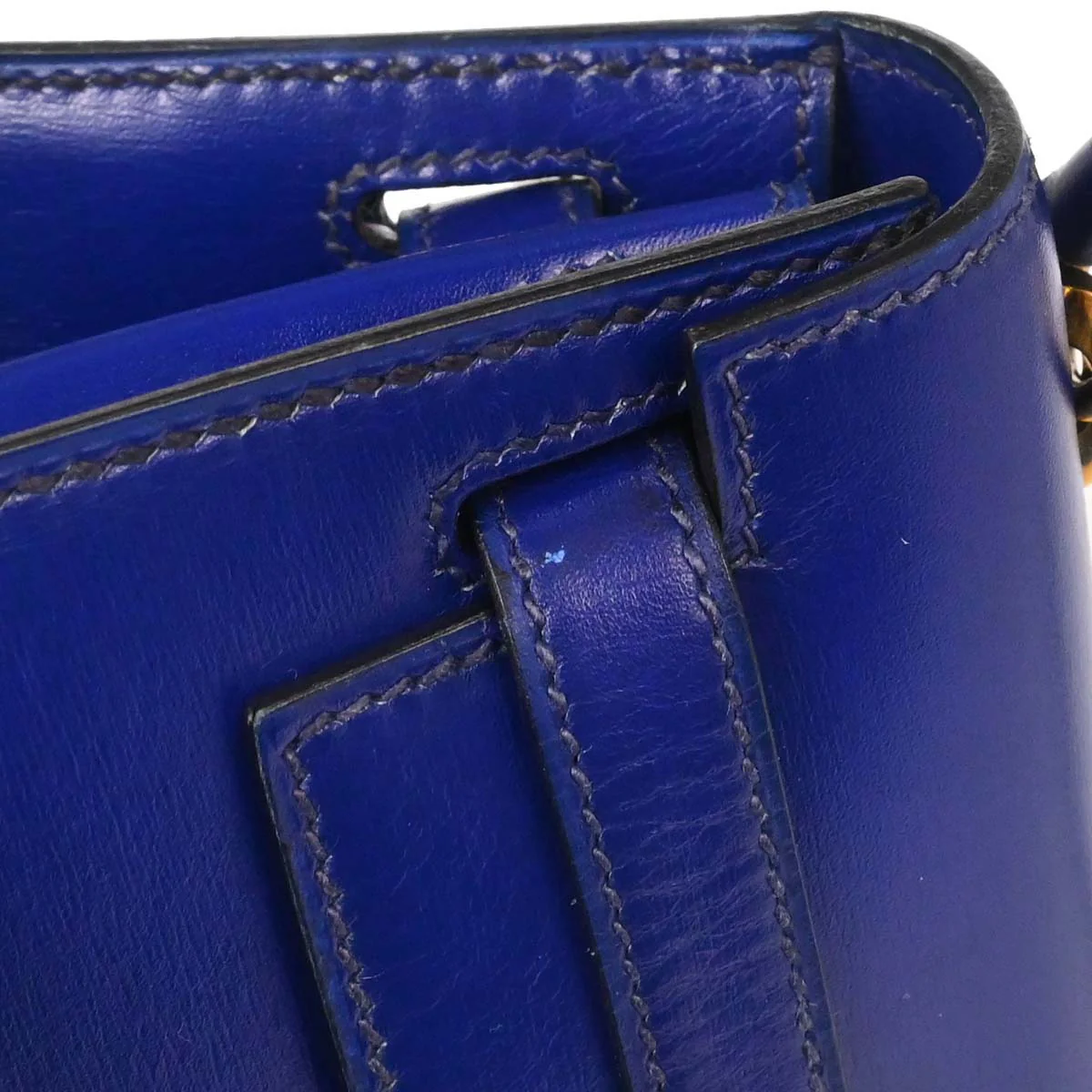 Hermes Blue Saphir Box Calf Mini Kelly 20 Sellier Handbag - Image 11