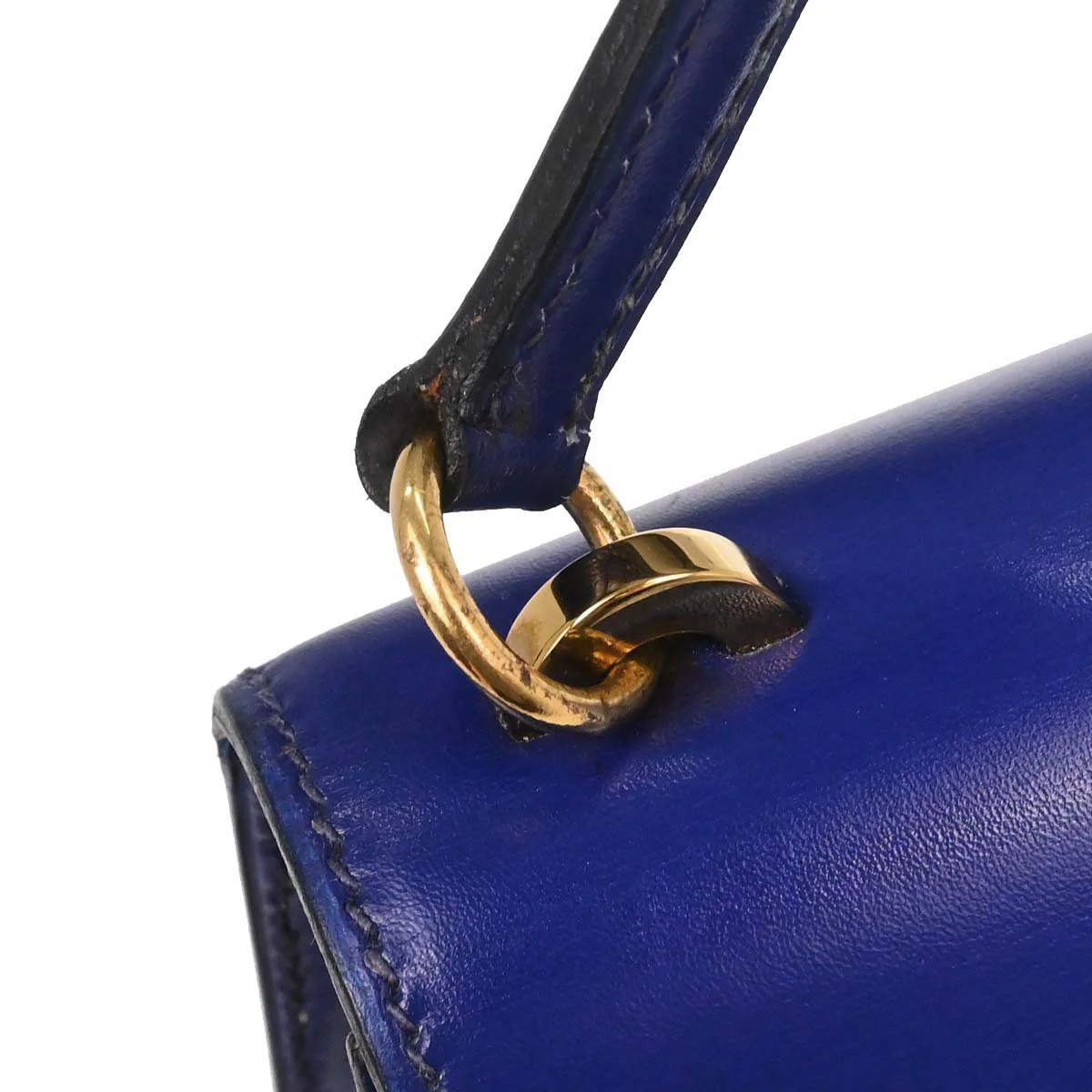 Hermes Blue Saphir Box Calf Mini Kelly 20 Sellier Handbag - Image 12