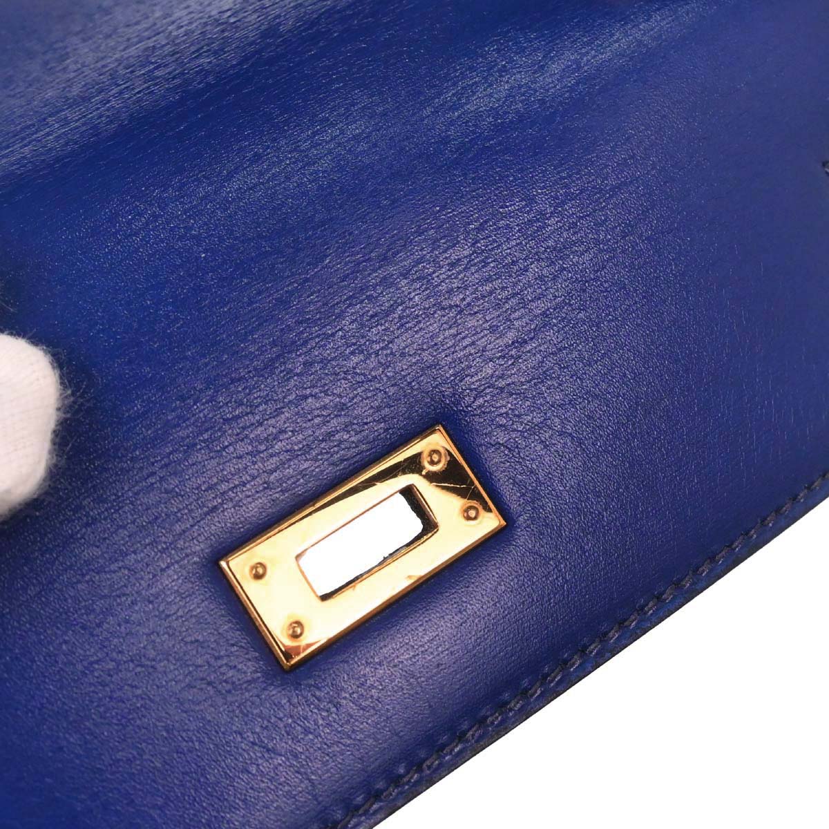 Hermes Blue Saphir Box Calf Mini Kelly 20 Sellier Handbag - Image 15