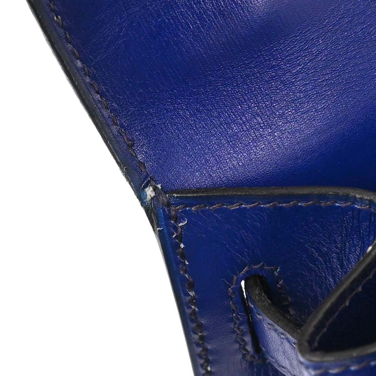 Hermes Blue Saphir Box Calf Mini Kelly 20 Sellier Handbag - Image 16