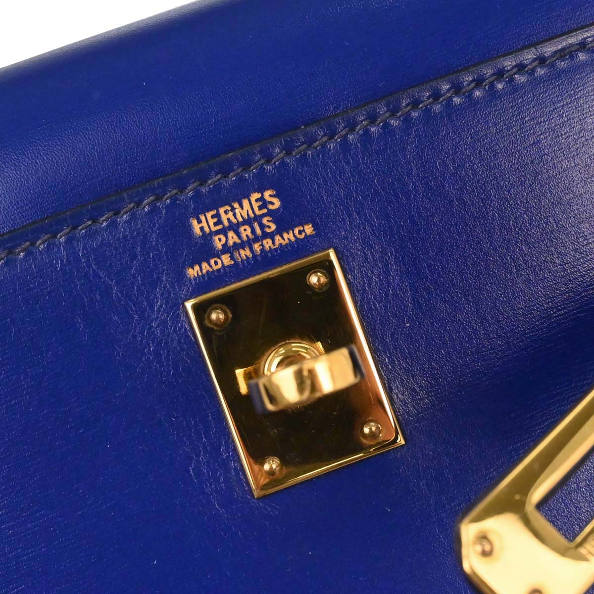 Hermes Blue Saphir Box Calf Mini Kelly 20 Sellier Handbag - Image 19