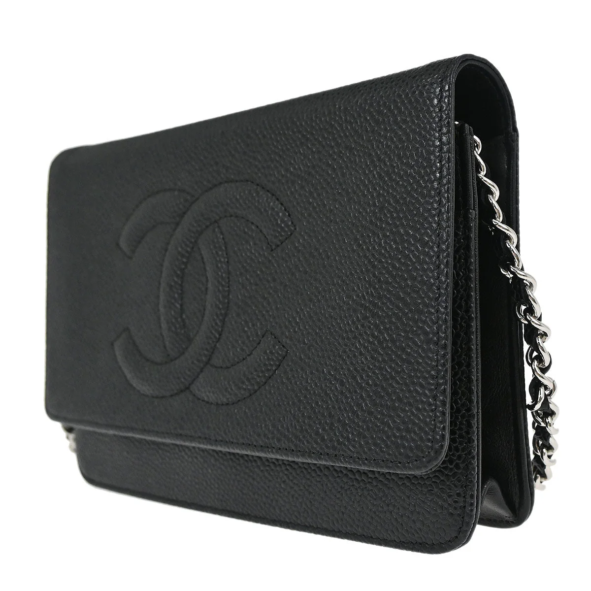 Chanel Black Caviar Skin Timeless WOC Wallet on Chain Bag - Image 3