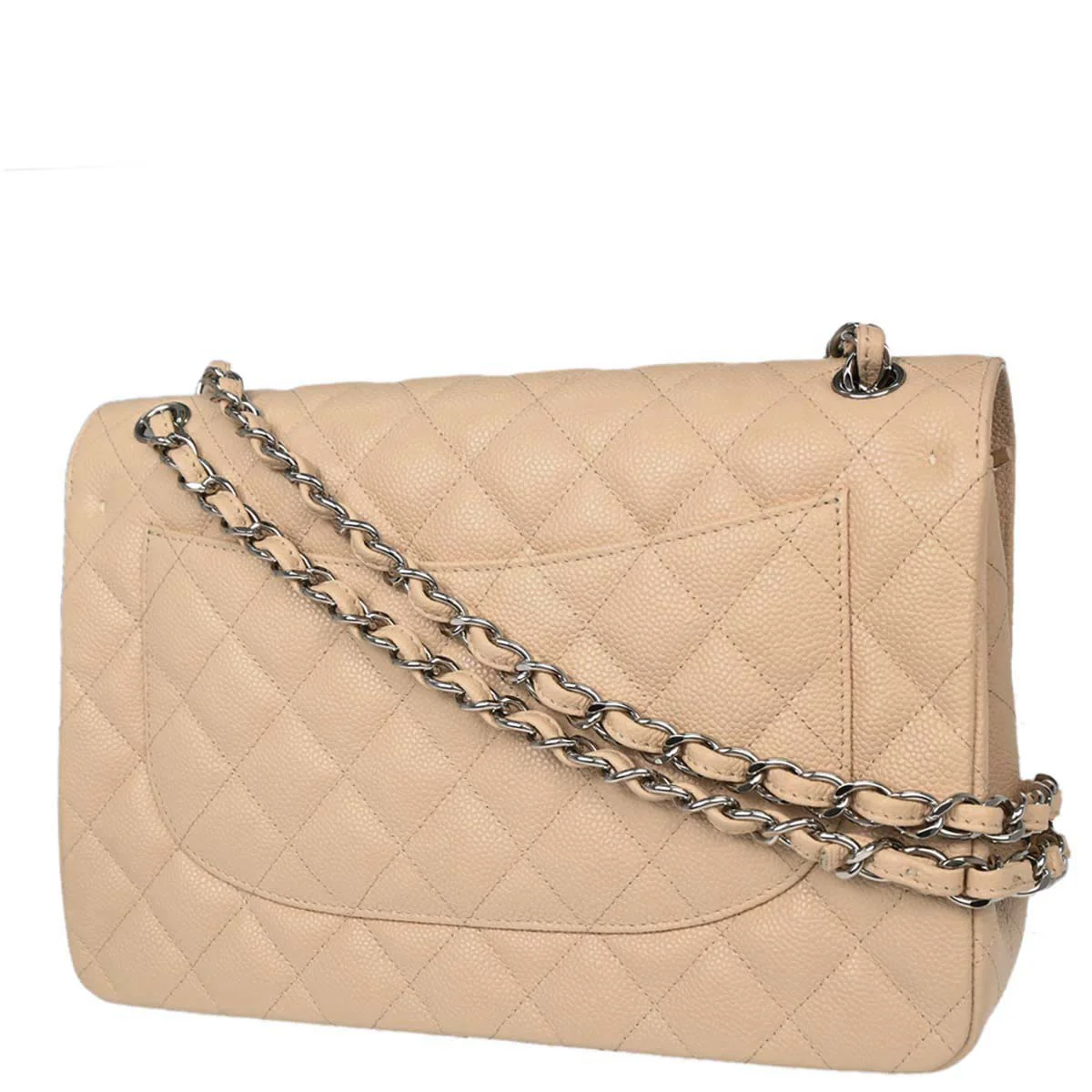 Chanel 2013-2014 Beige Caviar Jumbo Classic Double Flap Shoulder Bag - Image 2