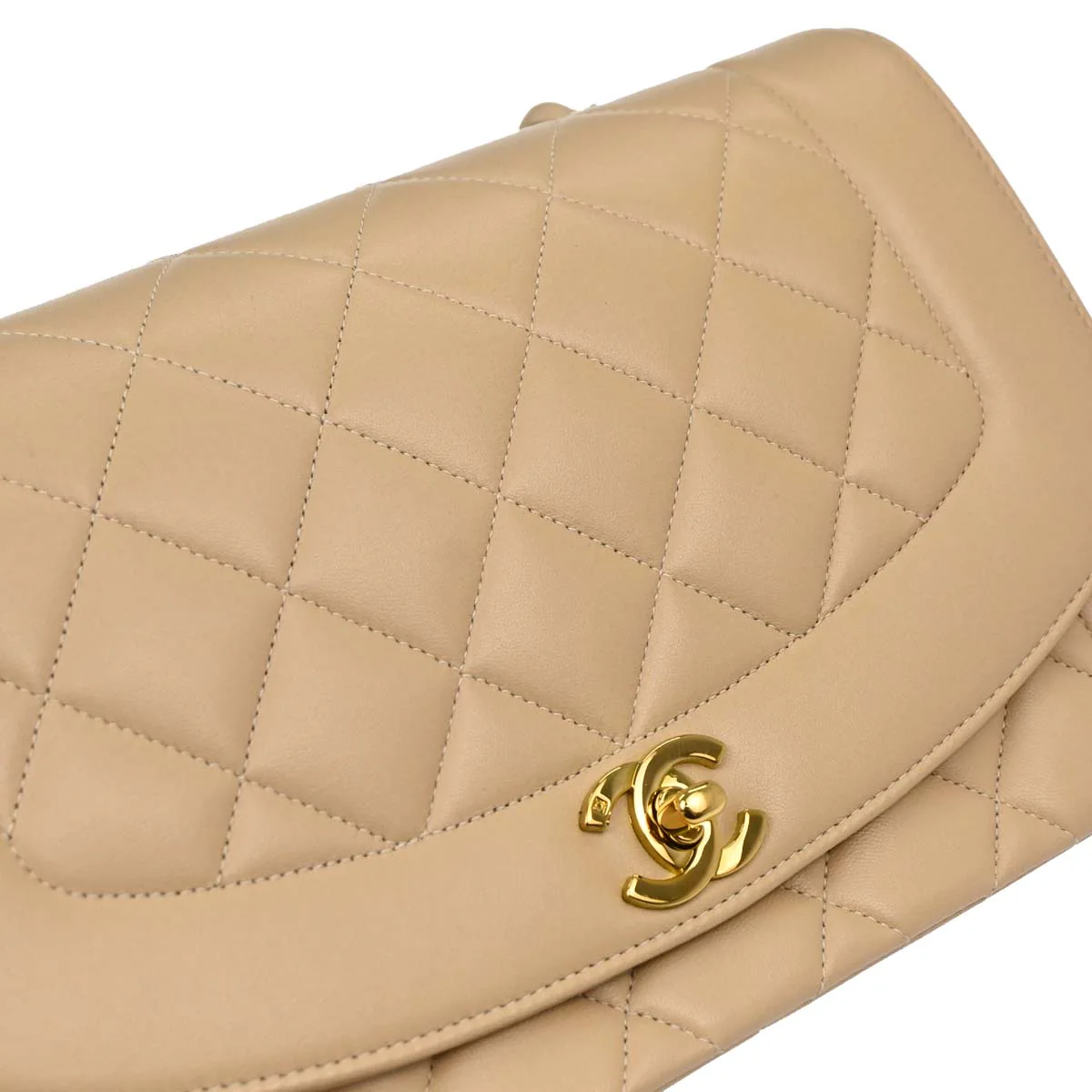 Chanel Beige Lambskin Medium Diana Shoulder Bag - Image 16
