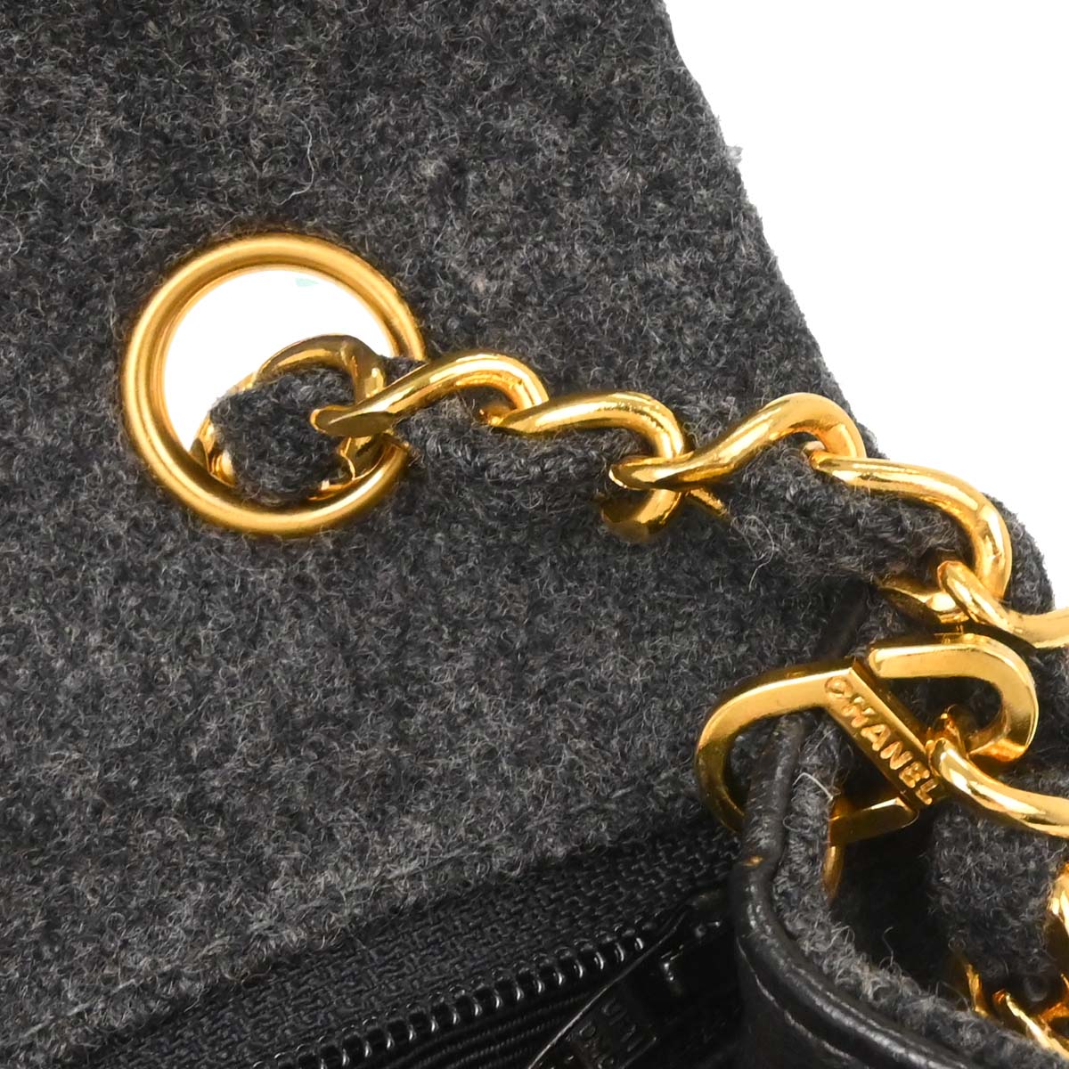 Chanel Gray Wool Classic Square Flap Shoulder Bag 20 - Image 19