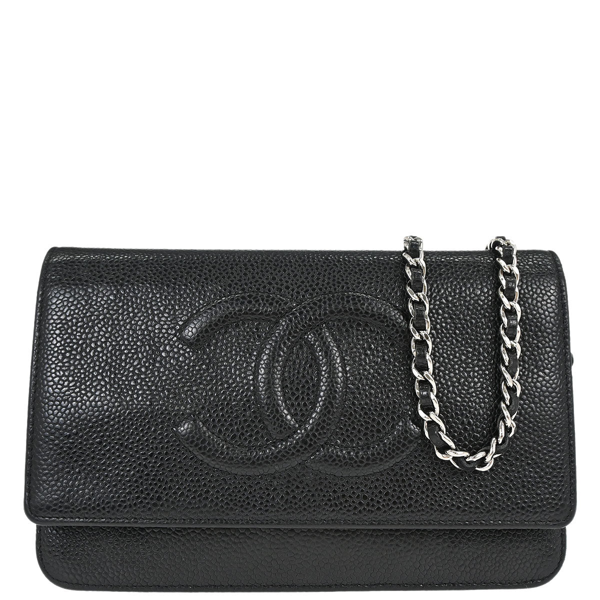 Chanel Black Caviar Skin Timeless WOC Wallet on Chain Bag