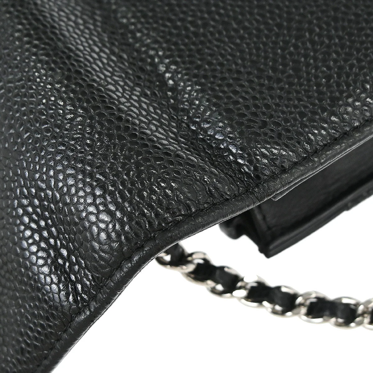 Chanel Black Caviar Skin Timeless WOC Wallet on Chain Bag - Image 10