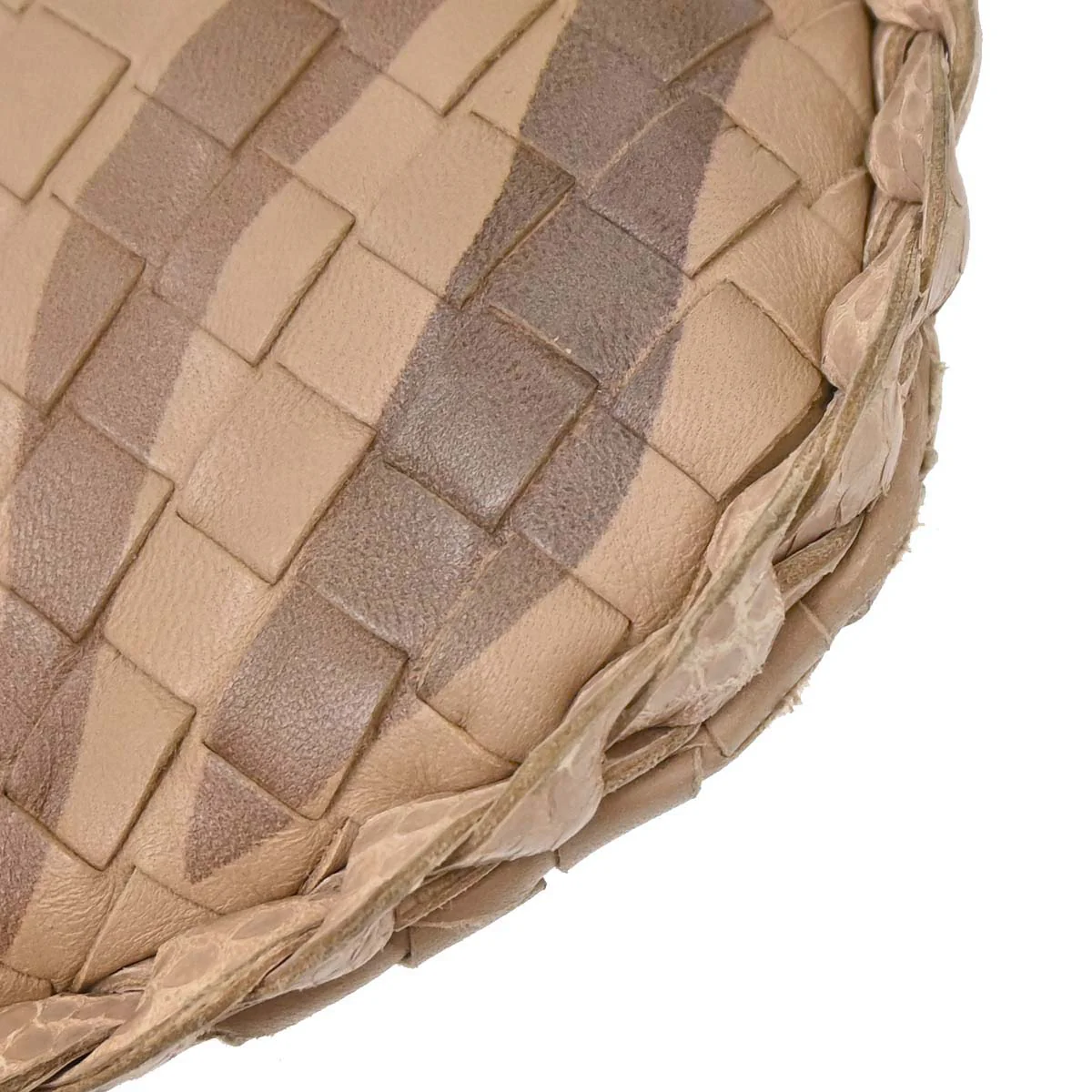 Bottega Veneta * Beige Lambskin Python Intrecciato Hobo Handbag - Image 7