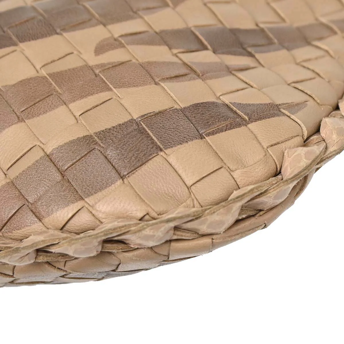 Bottega Veneta * Beige Lambskin Python Intrecciato Hobo Handbag - Image 9