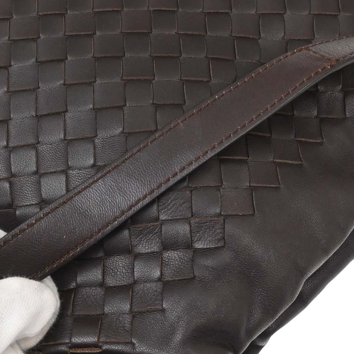 Bottega Veneta Brown Lambskin Intrecciato Shoulder Bag - Image 11