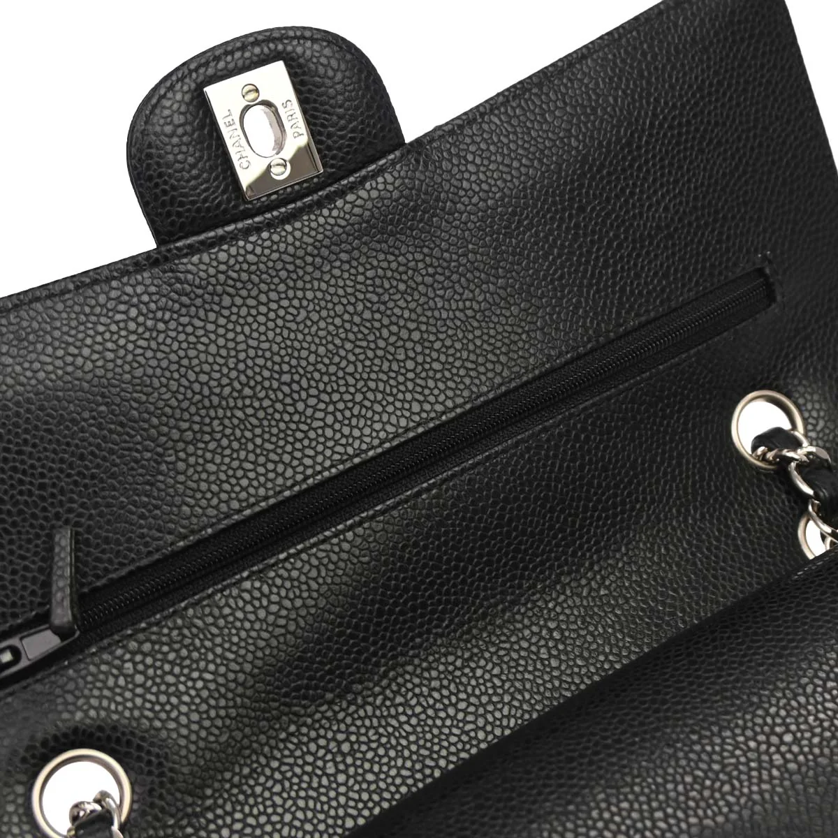 Chanel 2019 Black Caviar Medium Classic Double Flap Shoulder Bag - Image 12